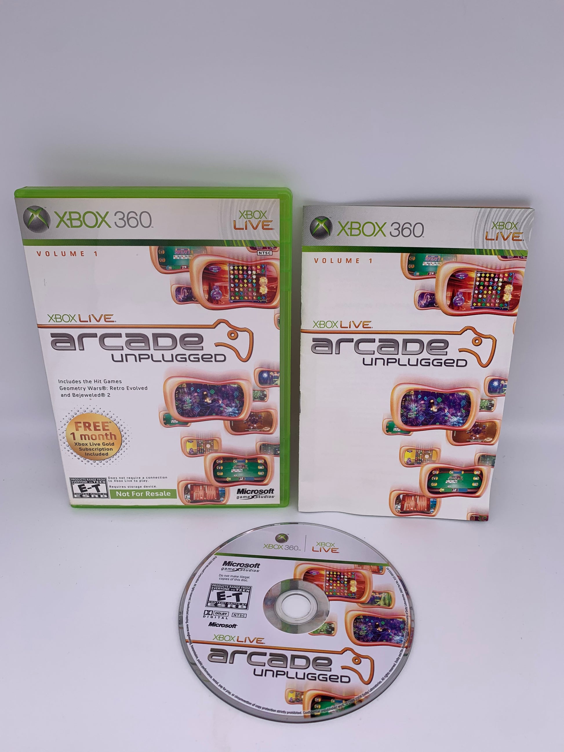 PiXEL-RETRO.COM : MICROSOFT XBOX 360 COMPLETE CIB BOX MANUAL GAME NTSC XBOX LIVE ARCADE UNPLUGGED VOLUME 1