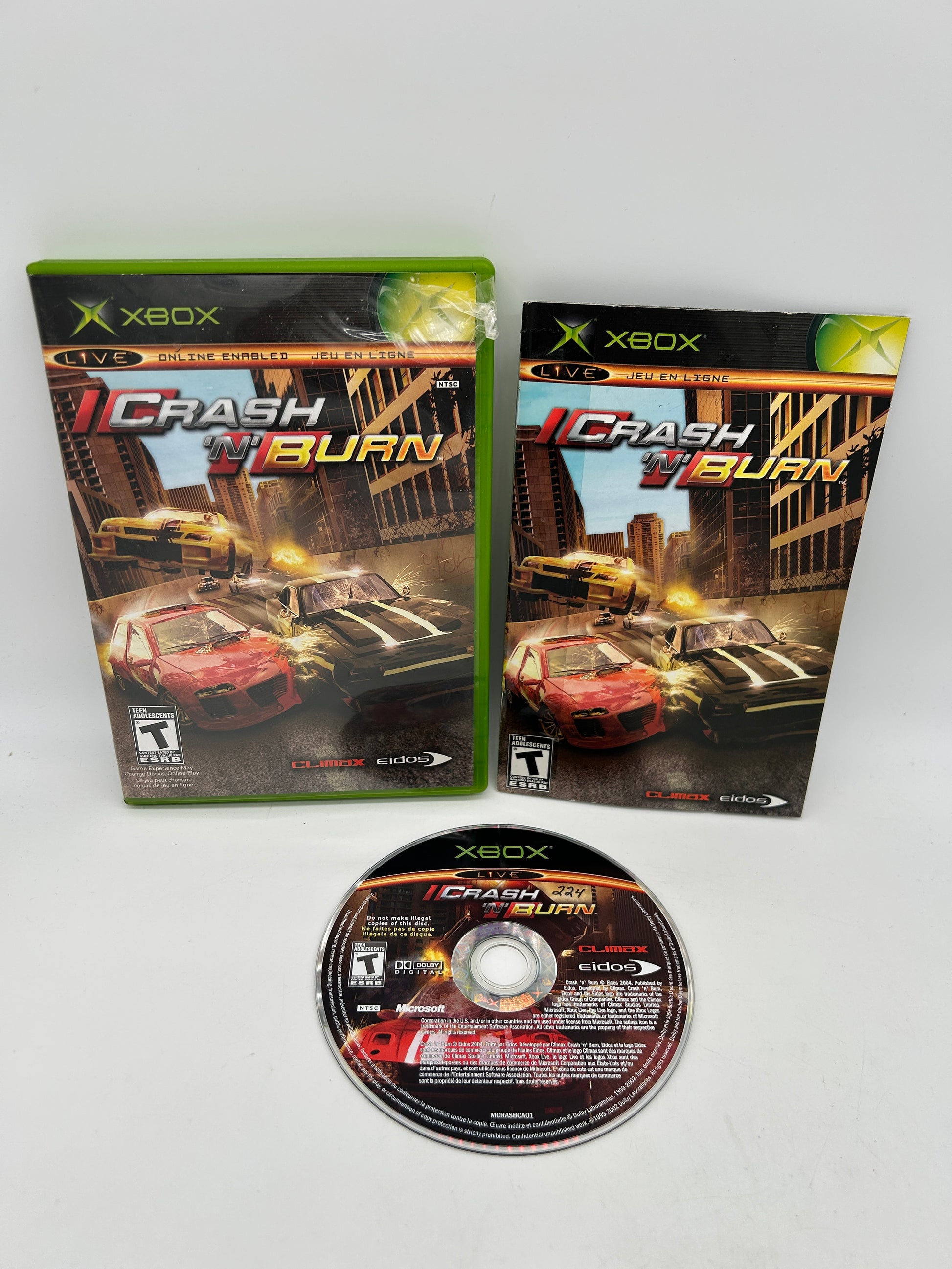 PiXEL-RETRO.COM : MICROSOFT XBOX COMPLETE CIB BOX MANUAL GAME NTSC CRASH AND BURN