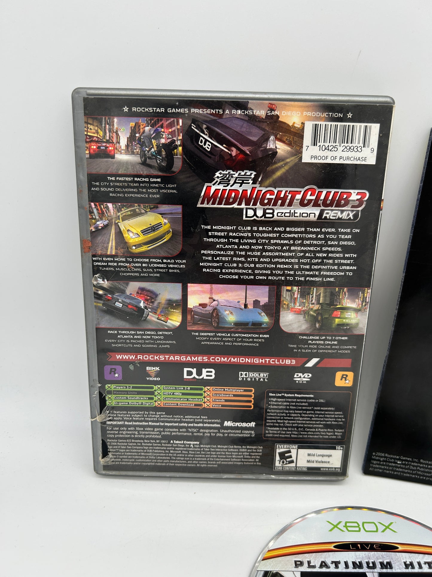 MiCROSOFT XBOX ORiGiNAL | MiDNiGHT CLUB 3 DUB EDiTiON REMiX | PLATiNUM HiTS