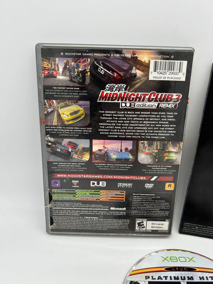 MiCROSOFT XBOX ORiGiNAL | MiDNiGHT CLUB 3 DUB EDiTiON REMiX | PLATiNUM HiTS