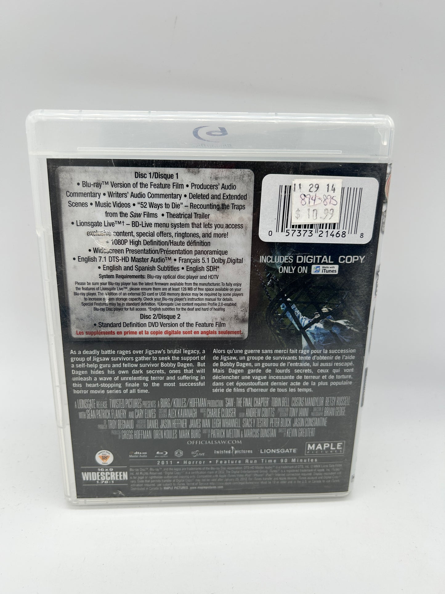 BLU-RAY + DVD FILM | SAW THE FINAL CAPTER