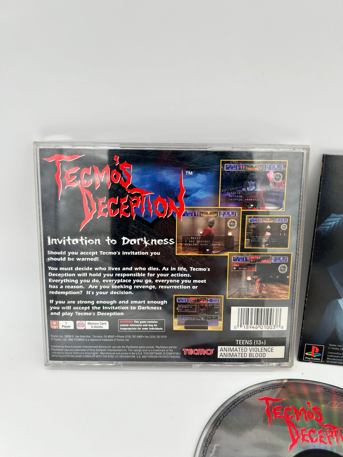 SONY PLAYSTATiON [PS1] | TECMOS DECEPTiON iNViTATiON TO DARKNESS