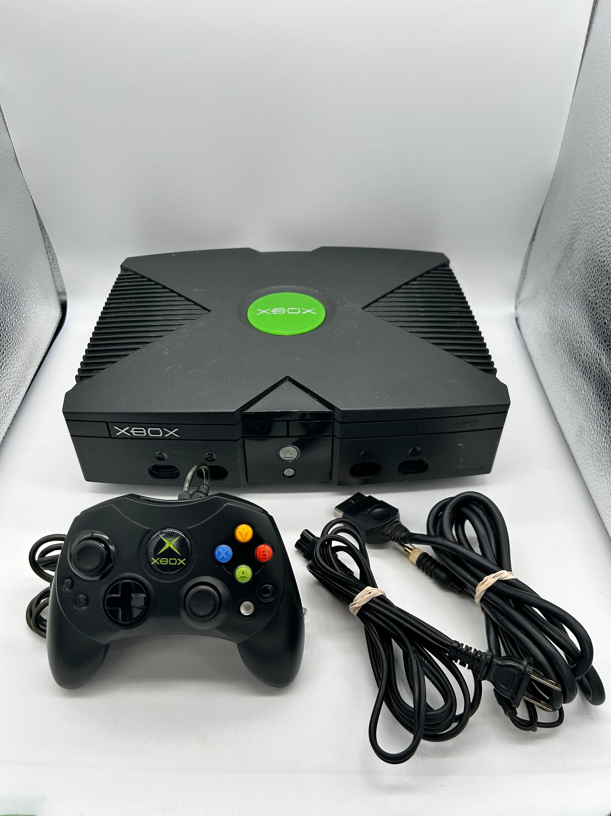 PiXEL-RETRO.COM : MICROSOFT XBOX ORIGINAL SYSTEM CONSOLE, CONTROLLER, POWER SUPPLY, RCA CABLE NTSC