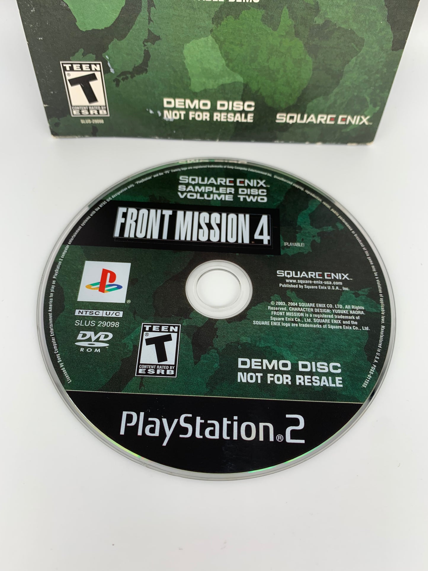 SONY PLAYSTATiON 2 [PS2] | SQUARE ENiX VOLUME 2 SAMPLER DiSC FRONT MiSSiON 4 DEMO | NOT FOR RESALE