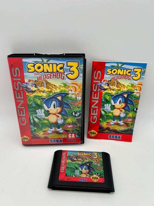 PiXEL-RETRO.COM : SEGA GENESIS (MEGA DRIVE) COMPLETE (CIB) GAME BOX INSTRUCTION MANUAL NTSC SONIC THE HEDGEHOG 3