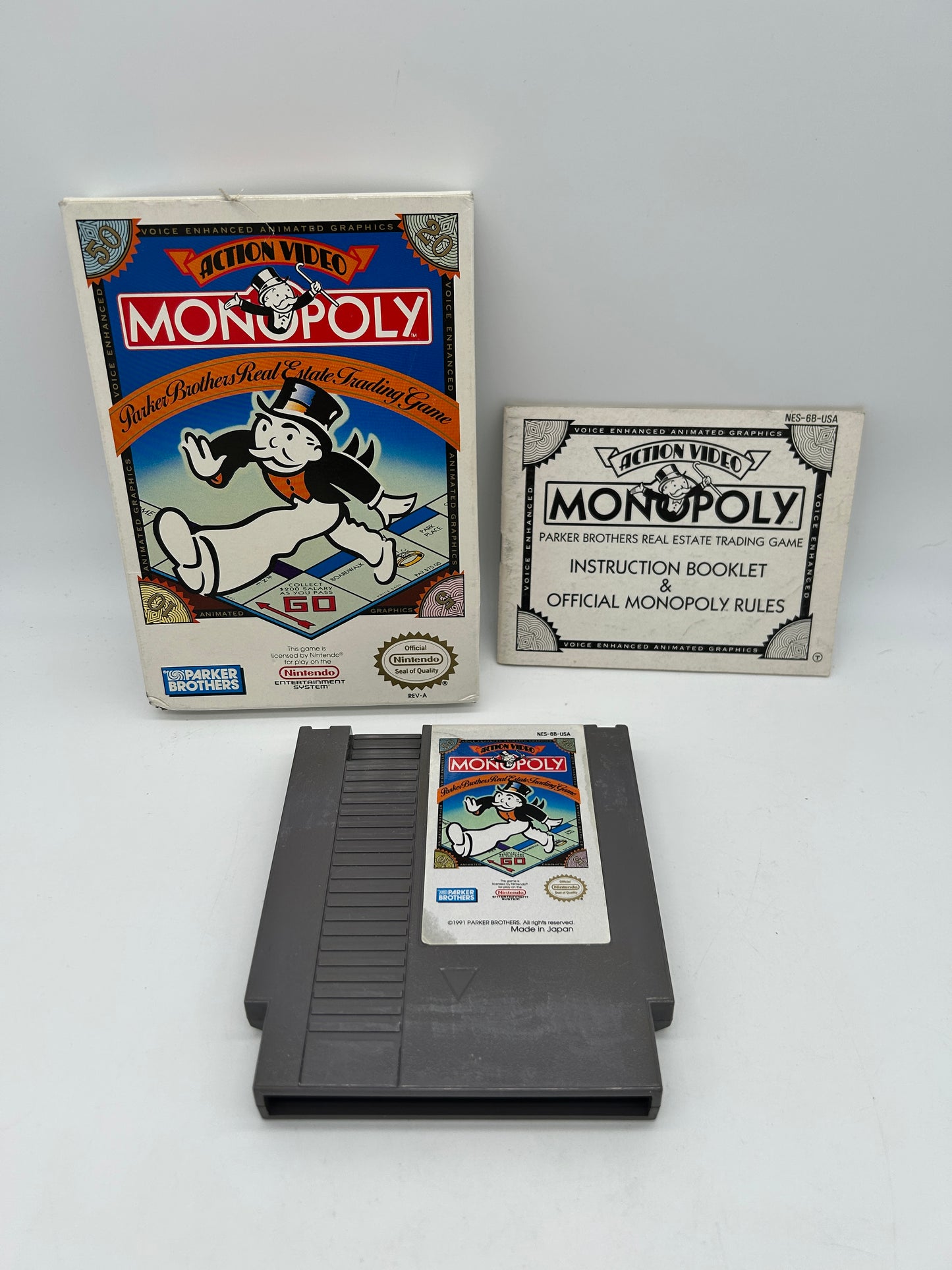 PiXEL-RETRO.COM : NINTENDO ENTERTAiNMENT SYSTEM (NES) GAME BOX INSTRUCTION MANUAL COMPLETE CIB NTSC MONOPOLY