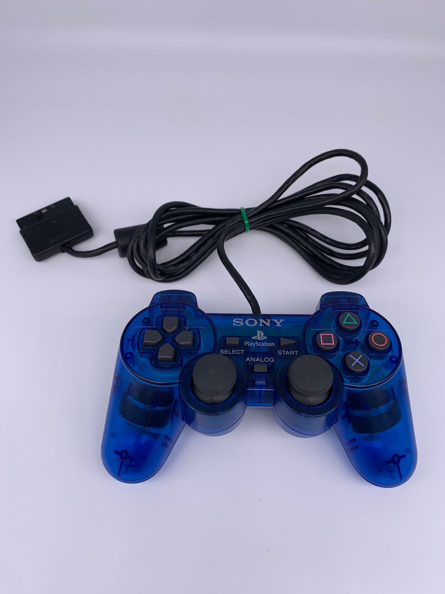 PiXEL-RETRO.COM : SONY PLAYSTATION 2 ORIGINAL BLUE WIRED DUALSHOCK CONTROLLER JOYSTICK NTSC SCPH-10010