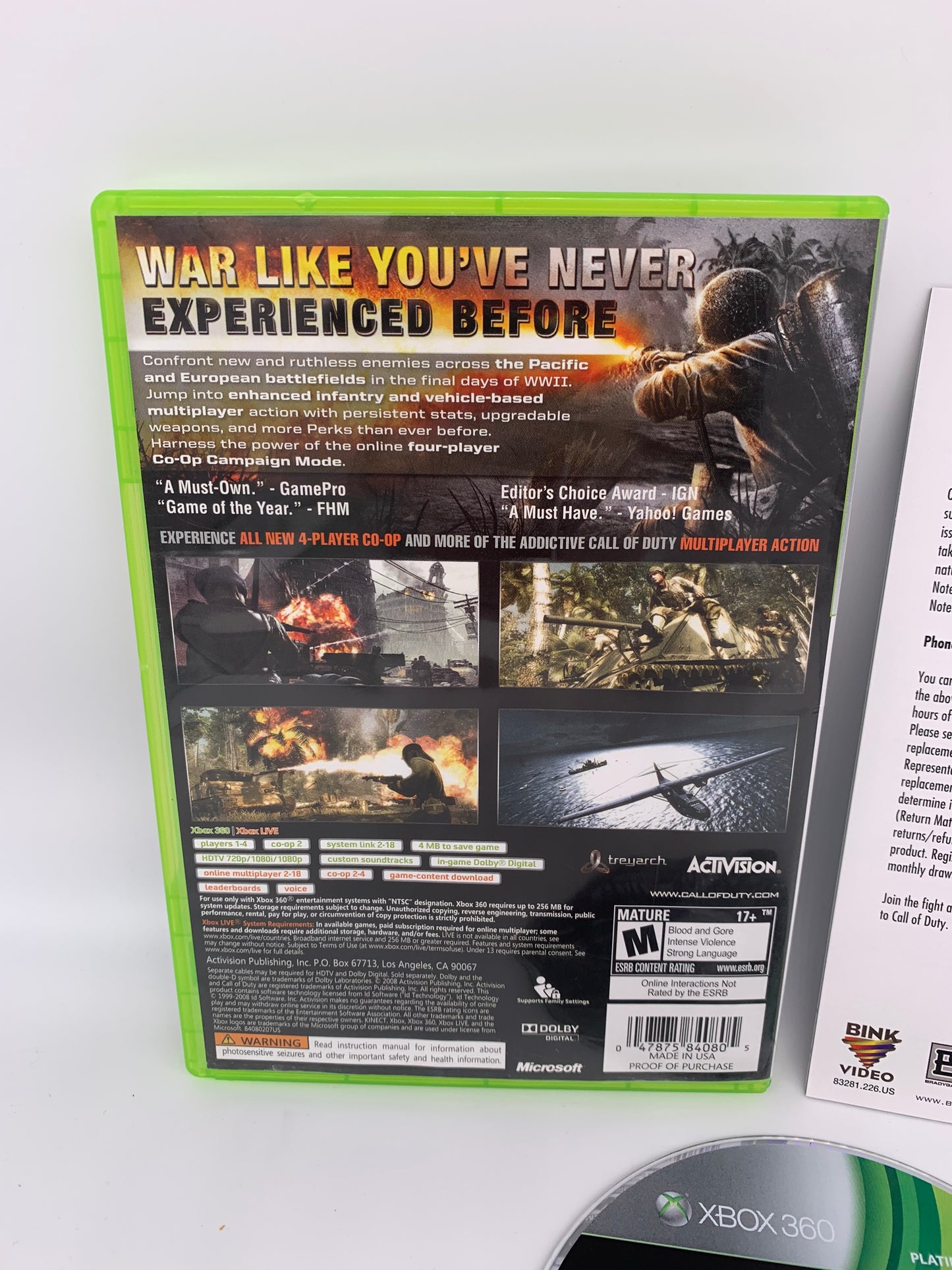 Microsoft XBOX 360 | CALL OF DUTY WORLD AT WAR | PLATiNUM HiTS