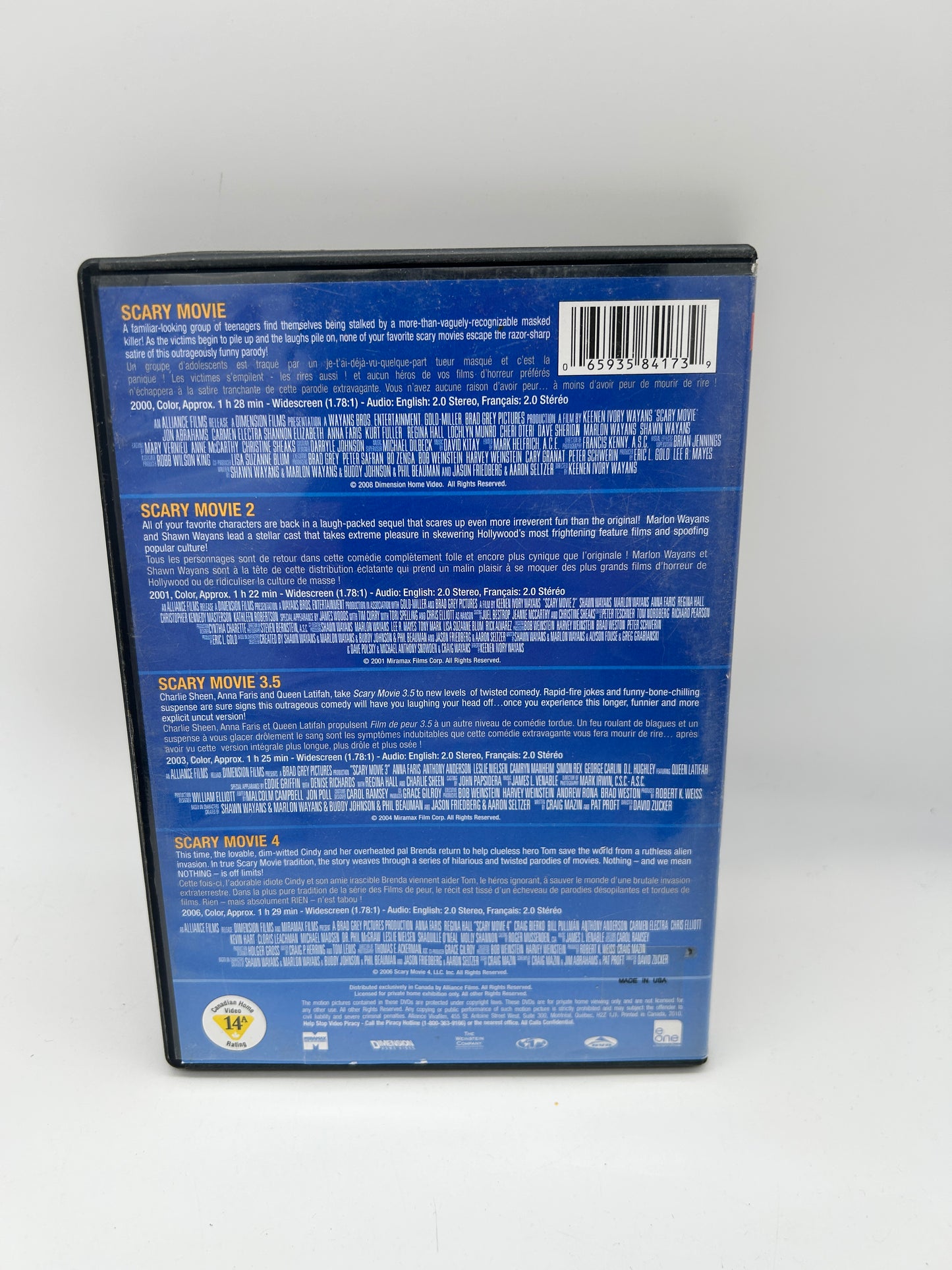 FiLM DVD | 4 FiLM COLLECTiON FiLM DE PEUR 1 2 3.5 4 [SCARY MOViE]