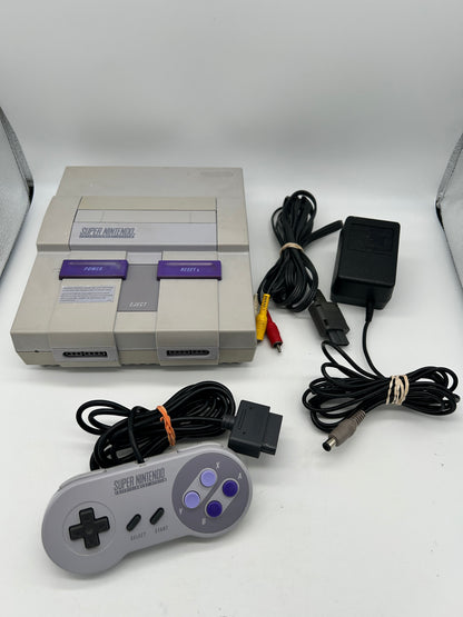 PiXEL-RETRO.COM : SUPER  NINTENDO SNES ORIGINAL CHARCOAL GRAY CONSOLE CONTROLLER, POWER SUPPLY, RCA CABLE NTSC SNS-001