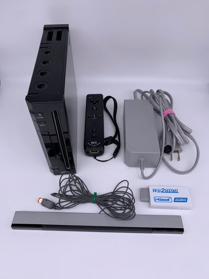 PiXEL-RETRO.COM : NINTENDO MINI WII ORIGINAL BLACK CONSOLE CONTROLLER, POWER SUPPLY, RCA CABLE, SENSOR NTSC