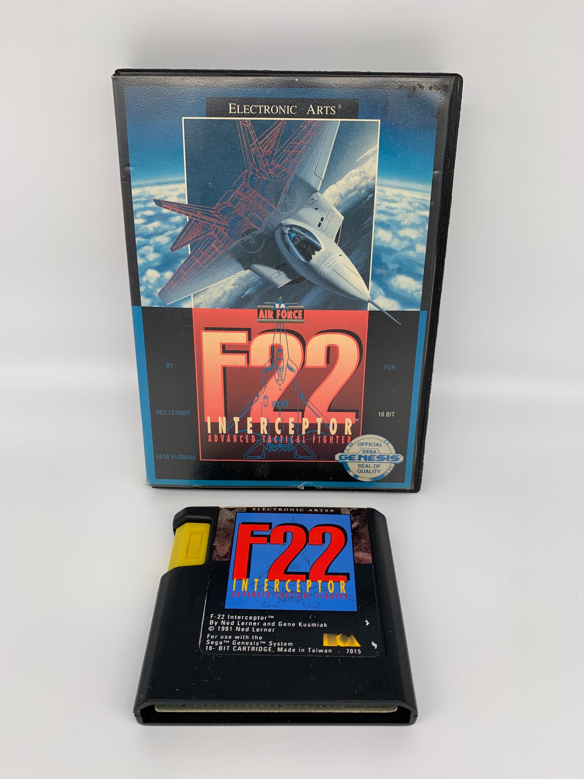 PiXEL-RETRO.COM : SEGA GENESIS (MEGA DRIVE) COMPLETE (CIB) GAME BOX INSTRUCTION MANUAL NTSC F-22 F22 INTERCEPTOR