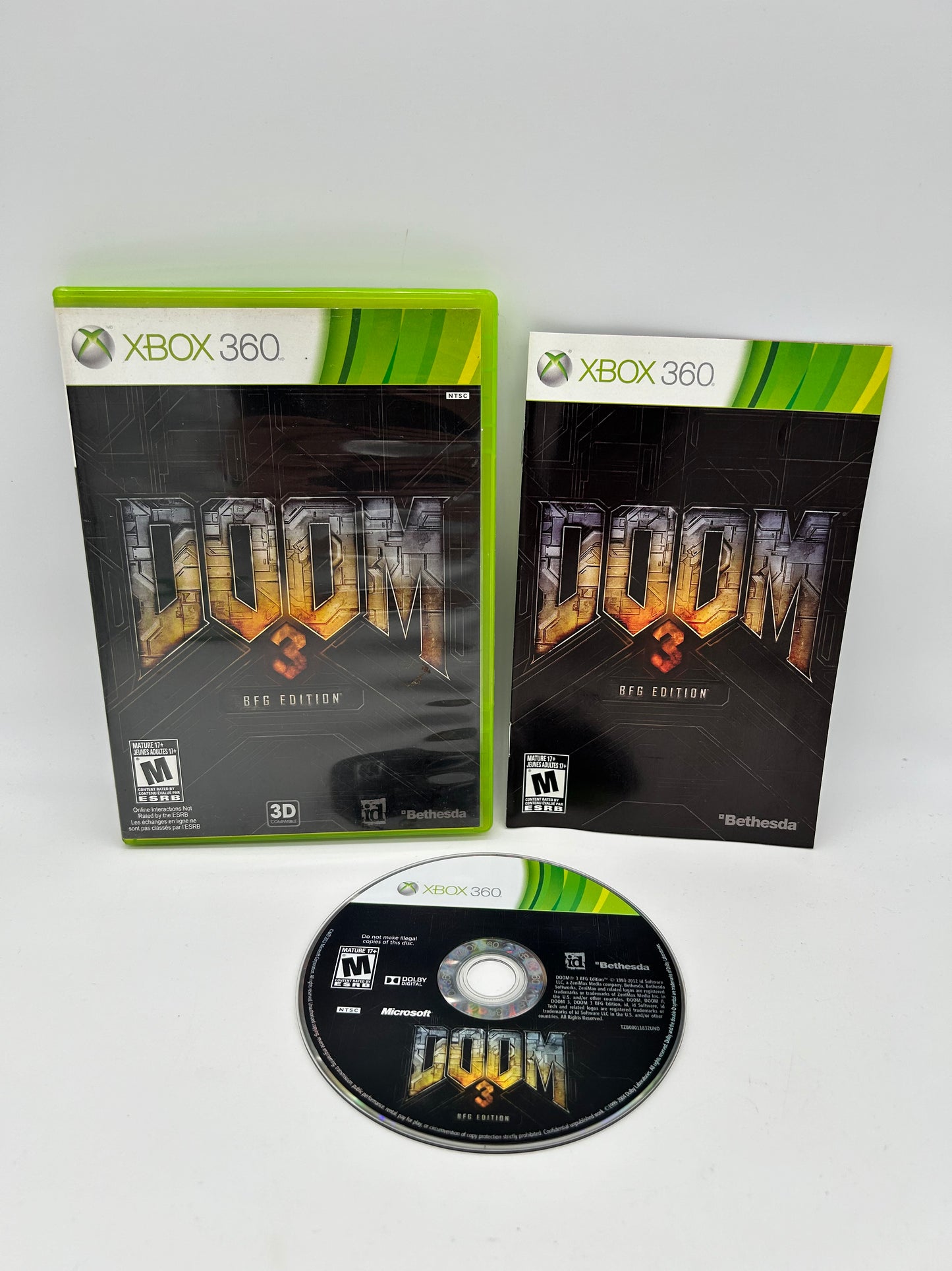 PiXEL-RETRO.COM : MICROSOFT XBOX 360 COMPLETE CIB BOX MANUAL GAME NTSC DOOM 3 BFG EDITION