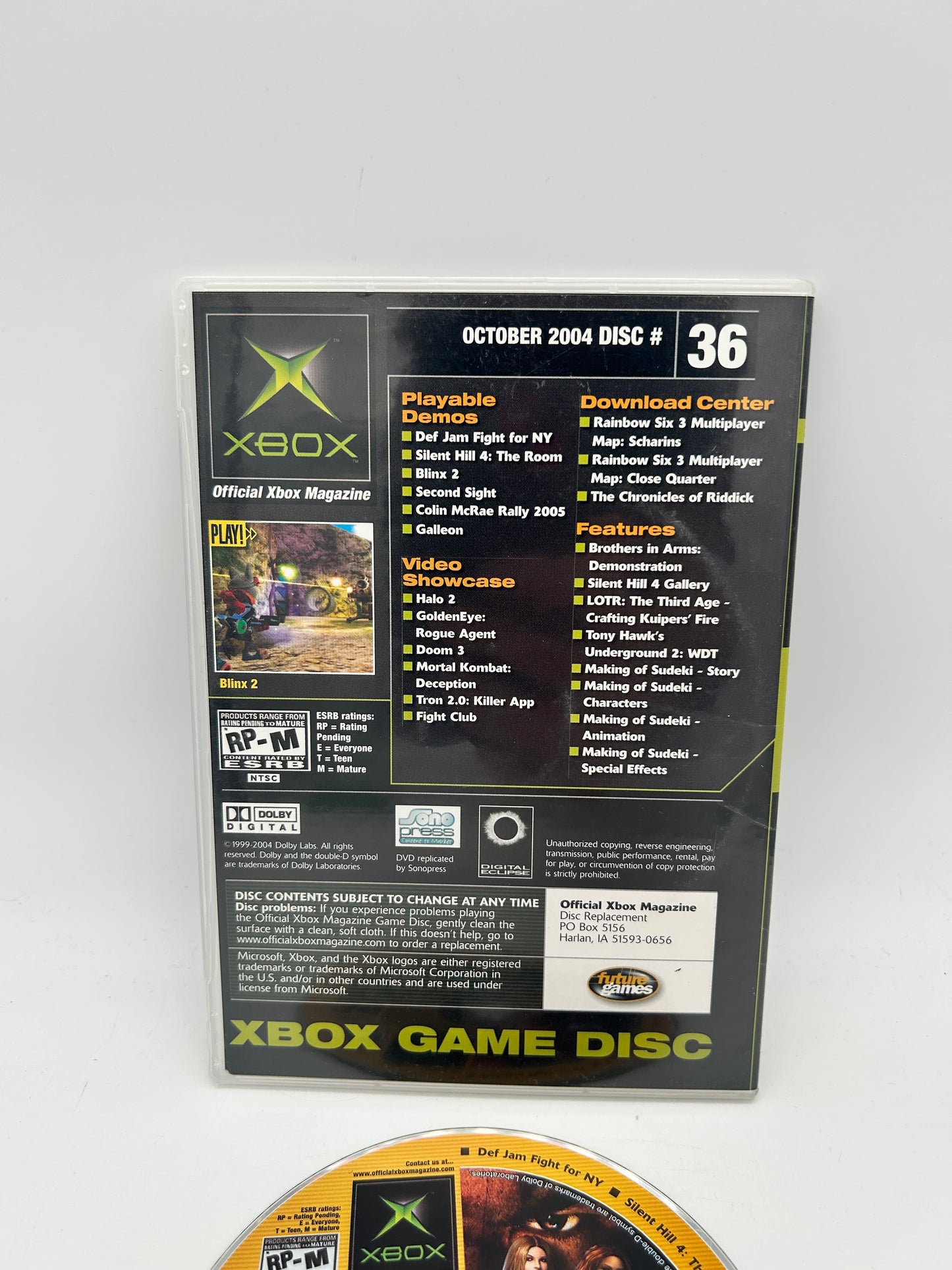 MiCROSOFT XBOX ORiGiNAL | OFFiCiAL XBOX MAGAZiNE DEMO GAME DiSC CD #36 OCT 2004