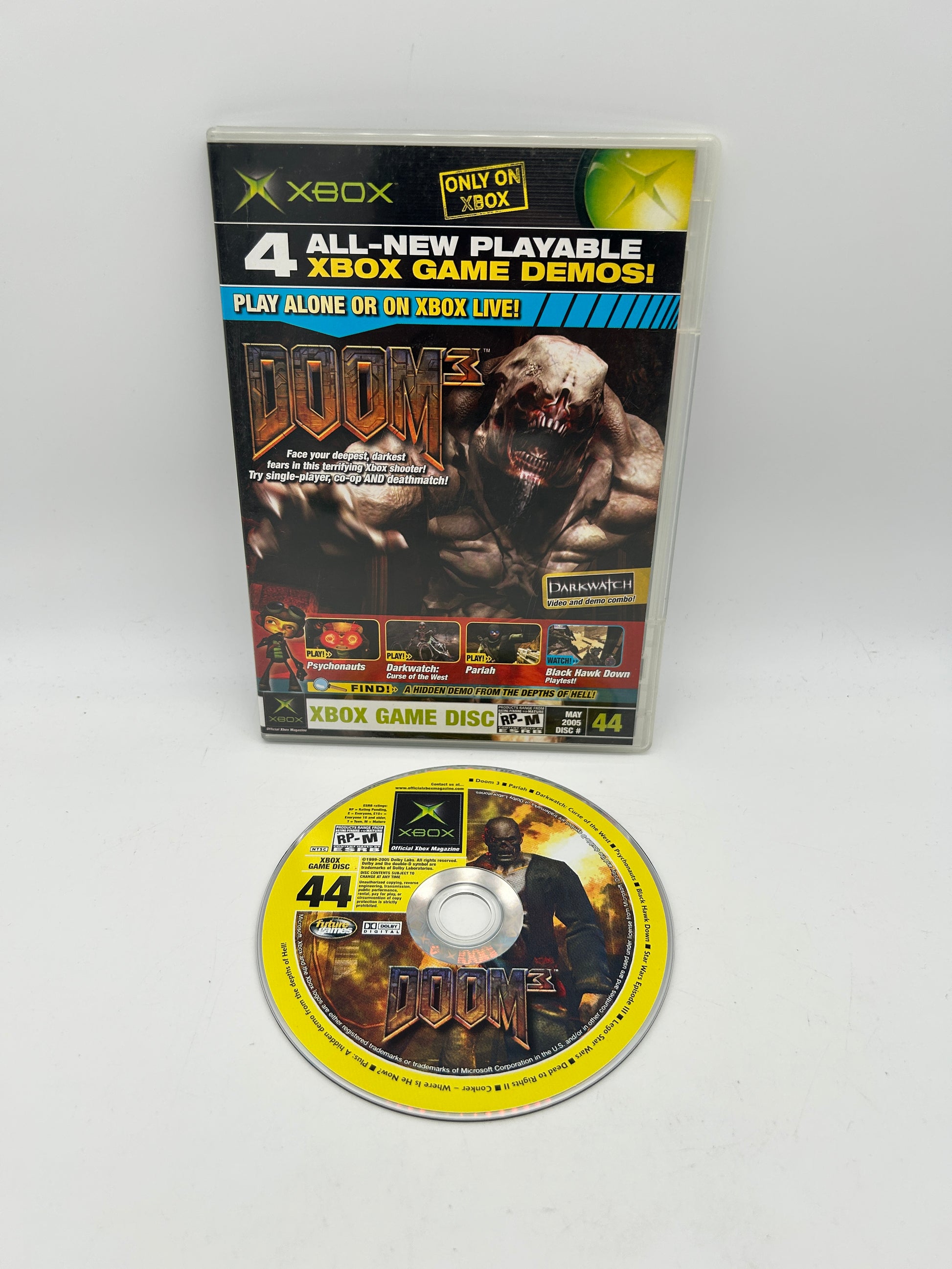 PiXEL-RETRO.COM : MICROSOFT XBOX COMPLETE CIB BOX MANUAL GAME NTSC OFFICIAL XBOX MAGAZINE DEMOS DISC CD #44 MAY 2005