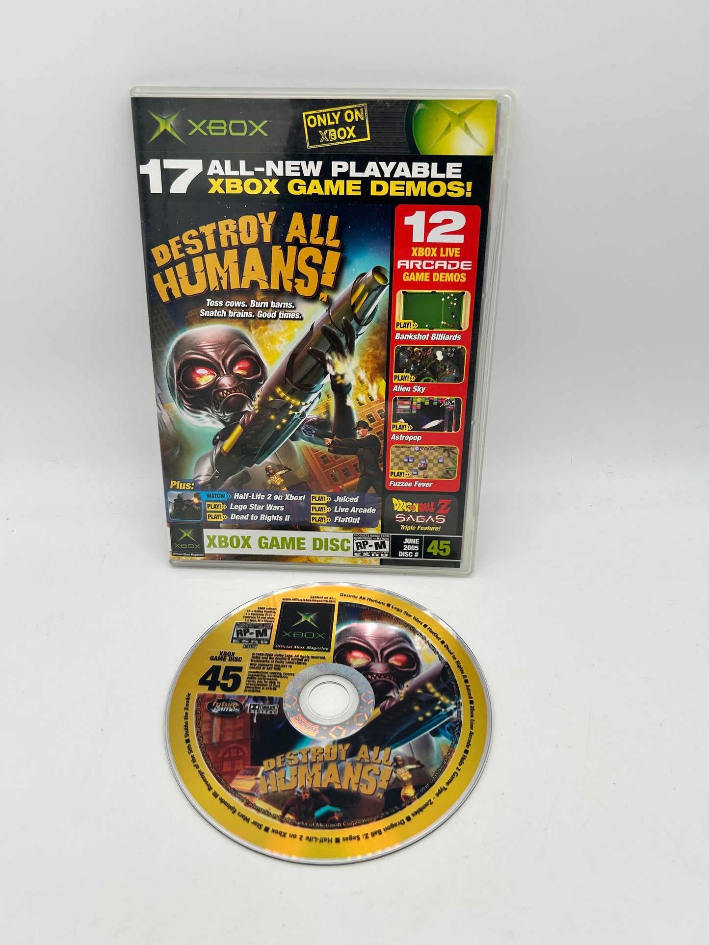 PiXEL-RETRO.COM : MICROSOFT XBOX COMPLETE CIB BOX MANUAL GAME NTSC OFFICIAL XBOX MAGAZINE DEMOS DISC CD #45 JUNE 2005