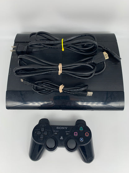 PiXEL-RETRO.COM : SONY PLAYSTATION 3 (PS3) ORIGINAL SYSTEM CONSOLE, CONTROLLER, POWER SUPPLY, NTSC 500GB SUPER SLIM CECH-4201C