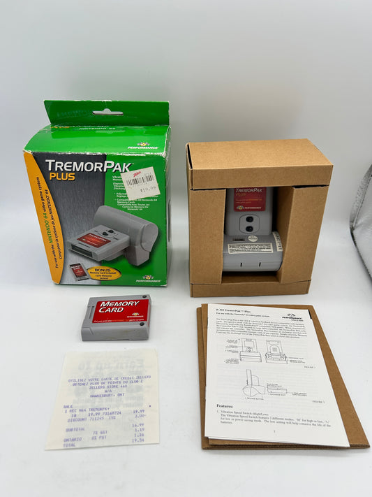 PiXEL-RETRO.COM : NINTENDO 64 (N64) NTSC RUMBLE PAK PERFORMANCE TREMORPAK PLUS MEMORY CARD