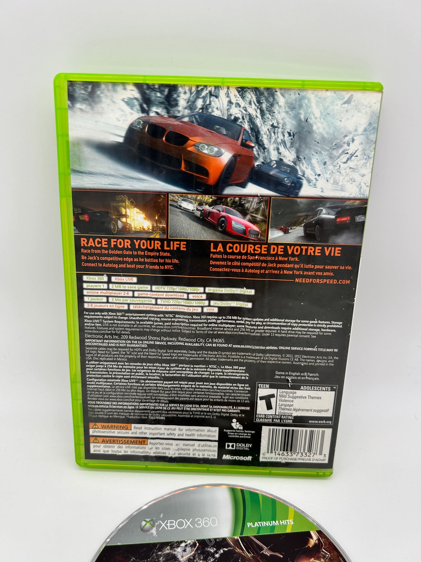 MiCROSOFT XBOX 360 | NEED FOR SPEED THE RUN | PLATiNUM HiTS