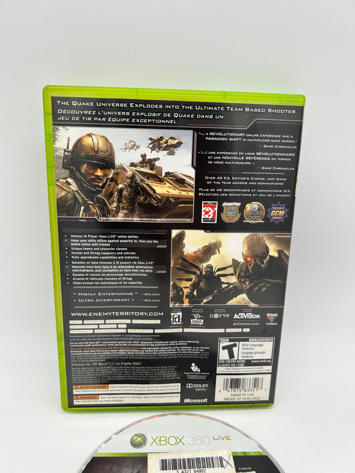 Microsoft XBOX 360 | ENEMY TERRiTORY QUAKE WARS