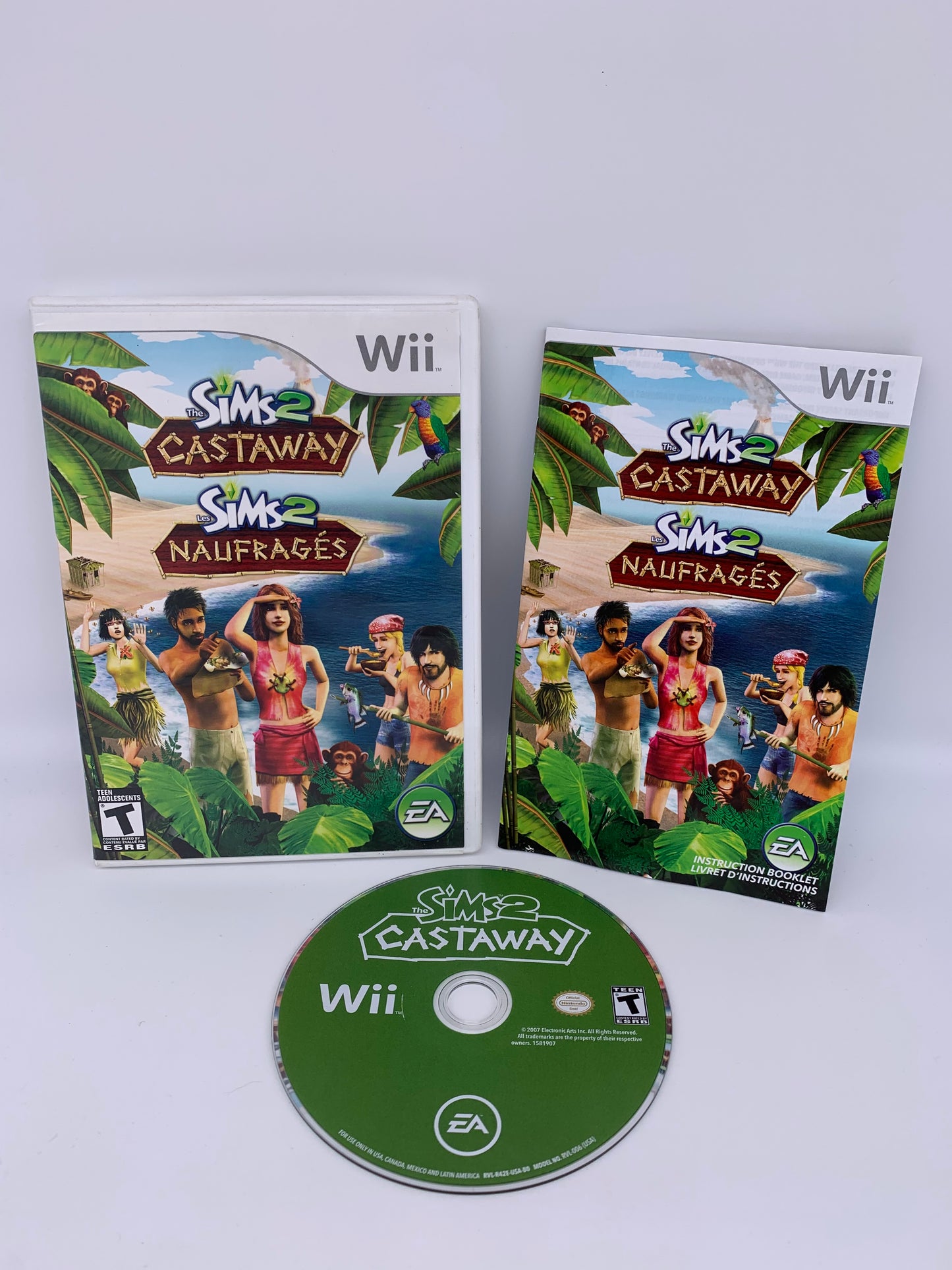 PiXEL-RETRO.COM : NINTENDO WII COMPLET CIB BOX MANUAL GAME NTSC THE SIMS 2 CASTAWAY