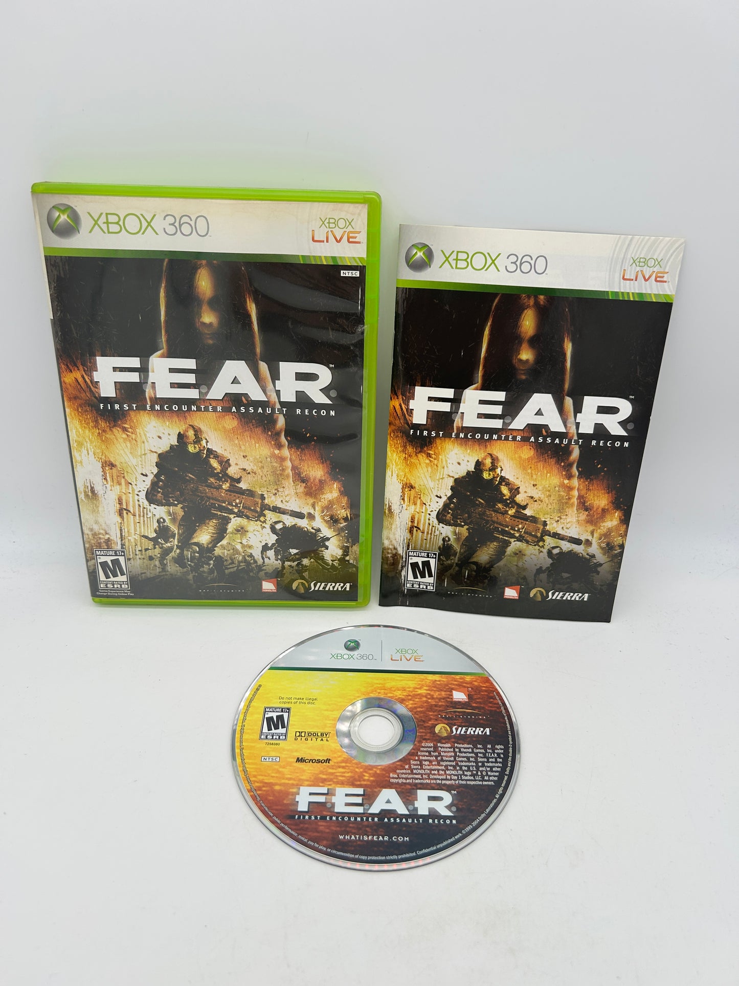 PiXEL-RETRO.COM : MICROSOFT XBOX 360 COMPLETE CIB BOX MANUAL GAME NTSC FEAR F.E.A.R FIRST ENCOUNTER ASSAULT RECON