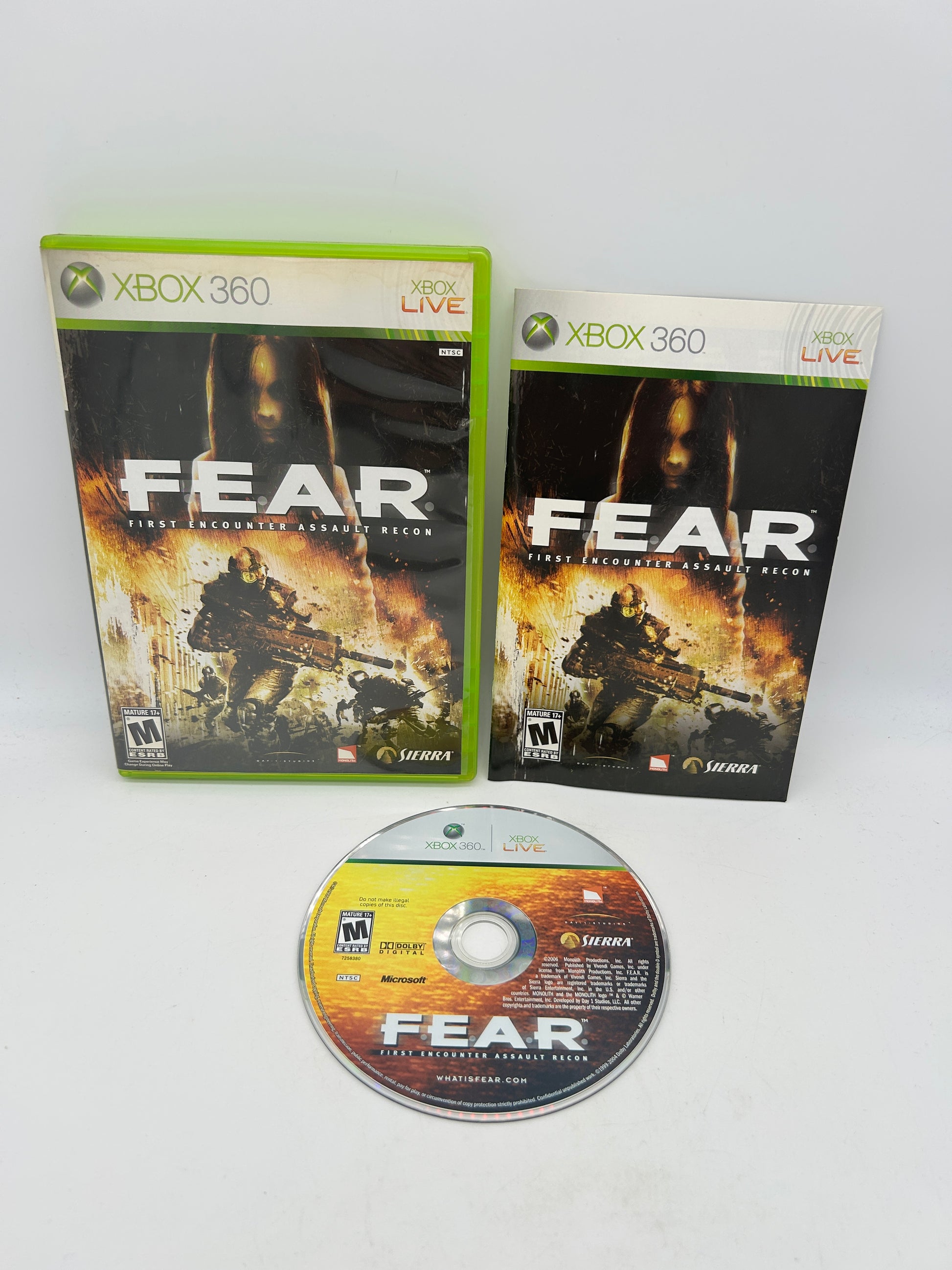 PiXEL-RETRO.COM : MICROSOFT XBOX 360 COMPLETE CIB BOX MANUAL GAME NTSC FEAR F.E.A.R FIRST ENCOUNTER ASSAULT RECON