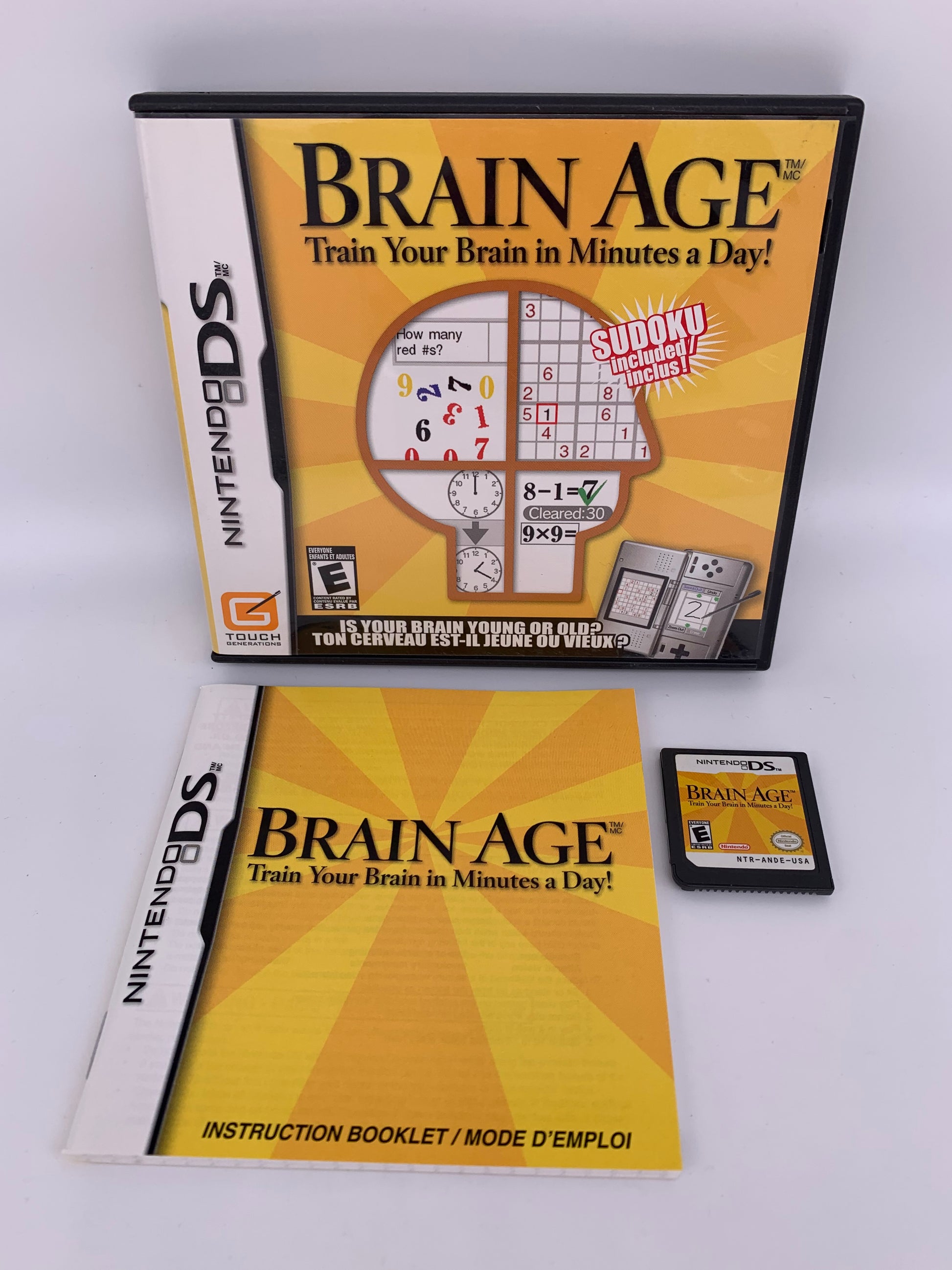 PiXEL-RETRO.COM : NINTENDO DS (DS) COMPLETE CIB BOX MANUAL GAME NTSC BRAIN AGE