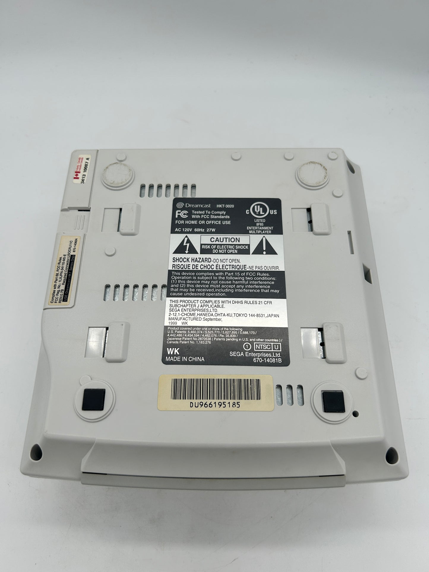 SEGA DREAMCAST CONSOLE | MODEL BLANCHE HKT-3020