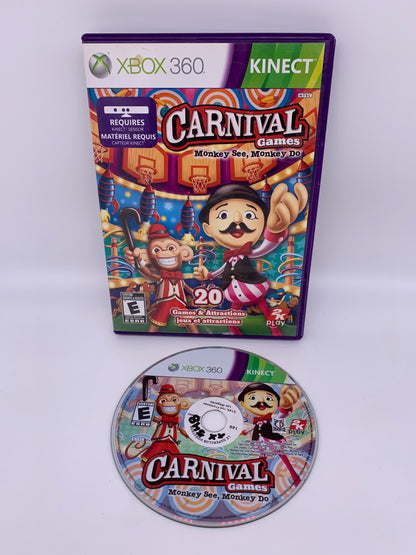 PiXEL-RETRO.COM : MICROSOFT XBOX 360 COMPLETE CIB BOX MANUAL GAME NTSC CARNIVAL GAMES MONKEY SEE MONKEY DO