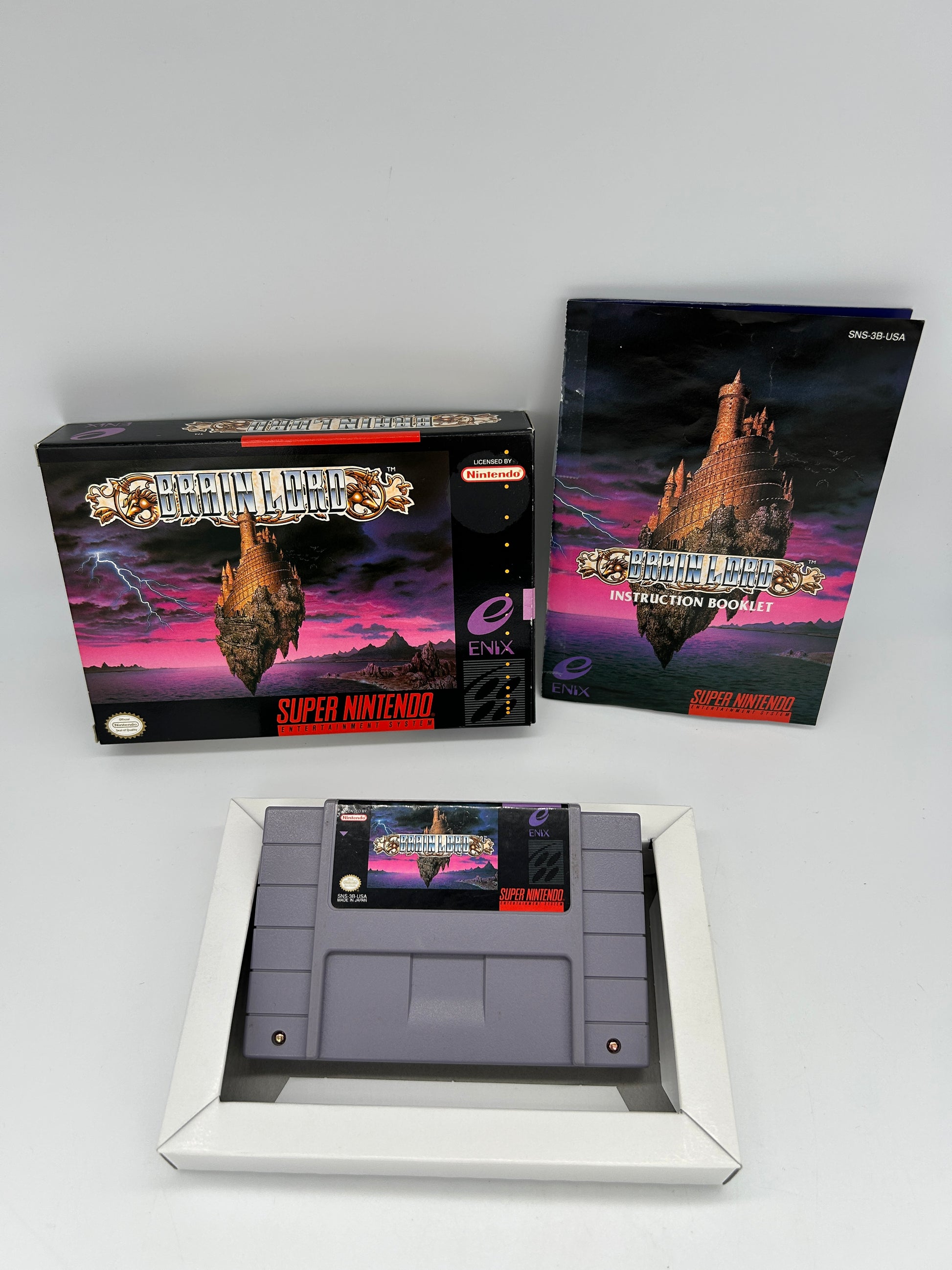 PiXEL-RETRO.COM : SUPER NINTENDO NES (SNES) COMPLETE CIB BOX MANUAL POSTER MAP GAME NTSC BRAIN LORD