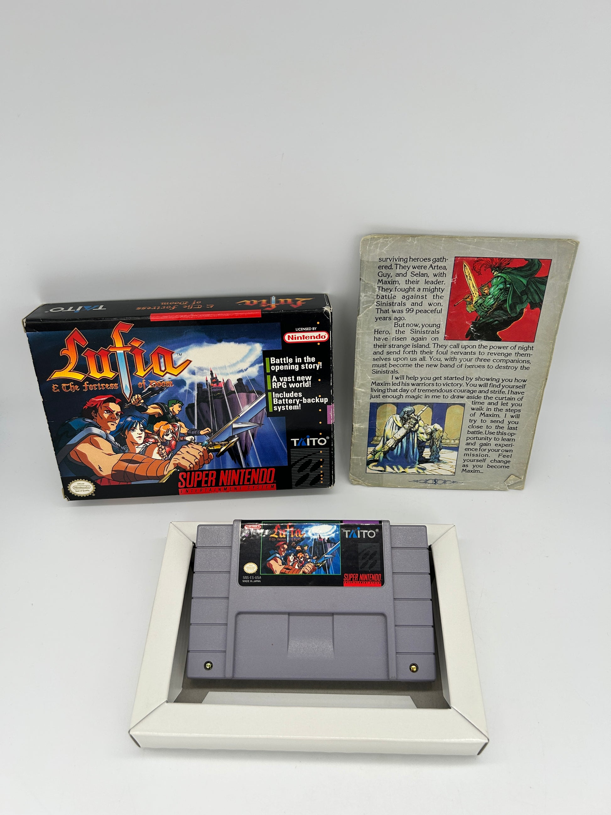 PiXEL-RETRO.COM : SUPER NINTENDO NES (SNES) COMPLETE CIB BOX MANUAL POSTER MAP GAME NTSC LUFIA AND & THE FORTRESS OF DOOM