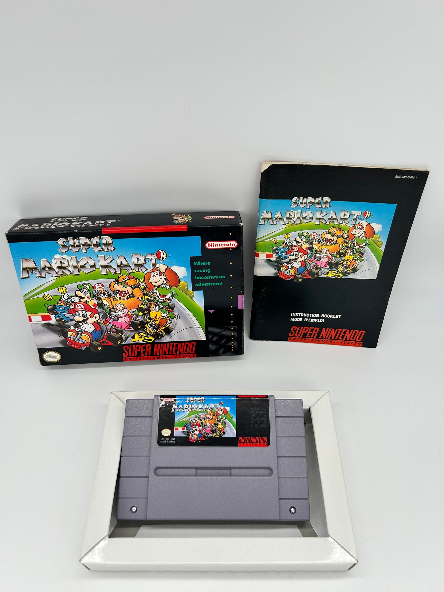 PiXEL-RETRO.COM : SUPER NINTENDO NES (SNES) COMPLETE CIB BOX MANUAL POSTER MAP GAME NTSC SUPER MARIO KART