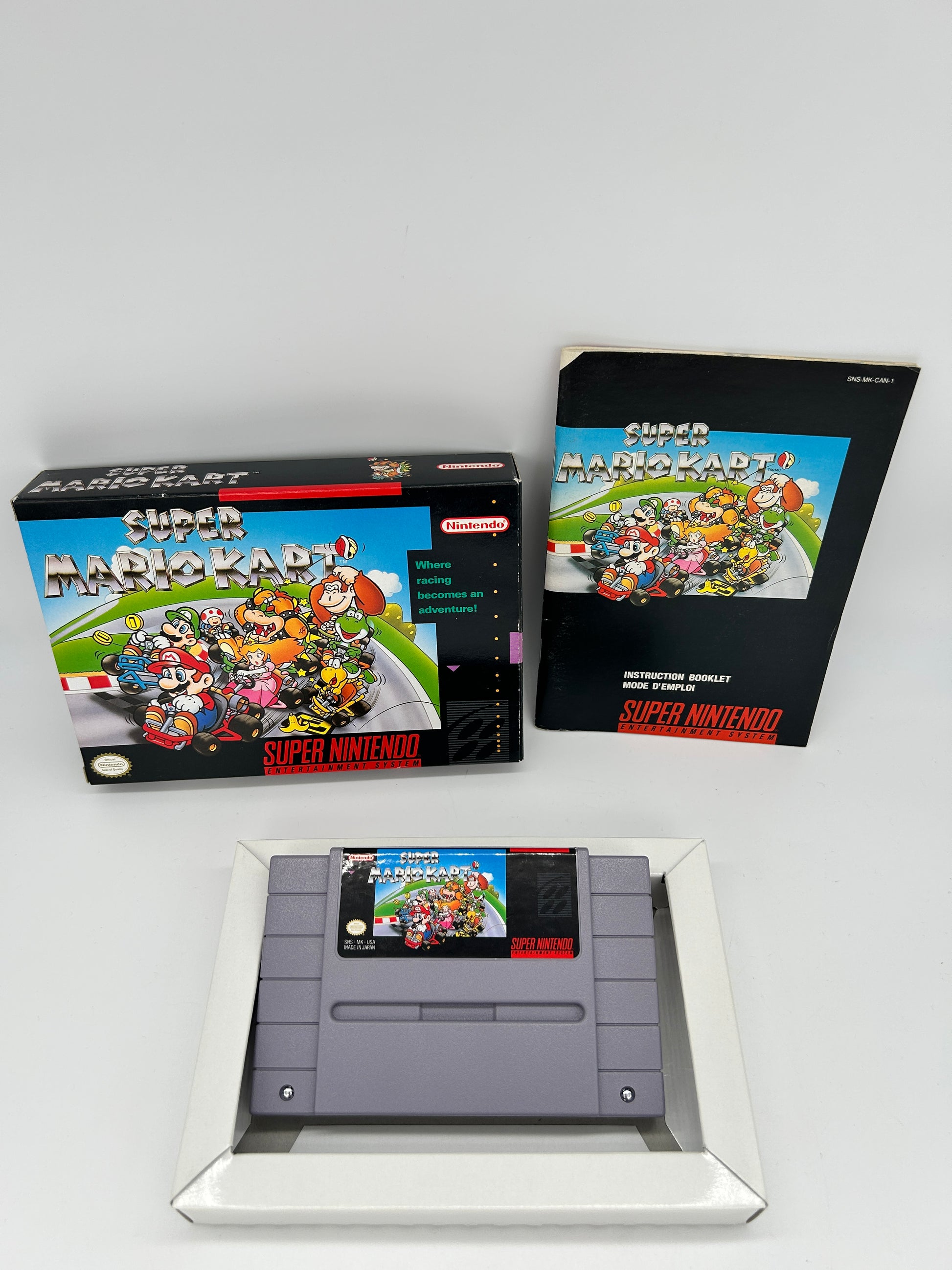 PiXEL-RETRO.COM : SUPER NINTENDO NES (SNES) COMPLETE CIB BOX MANUAL POSTER MAP GAME NTSC SUPER MARIO KART