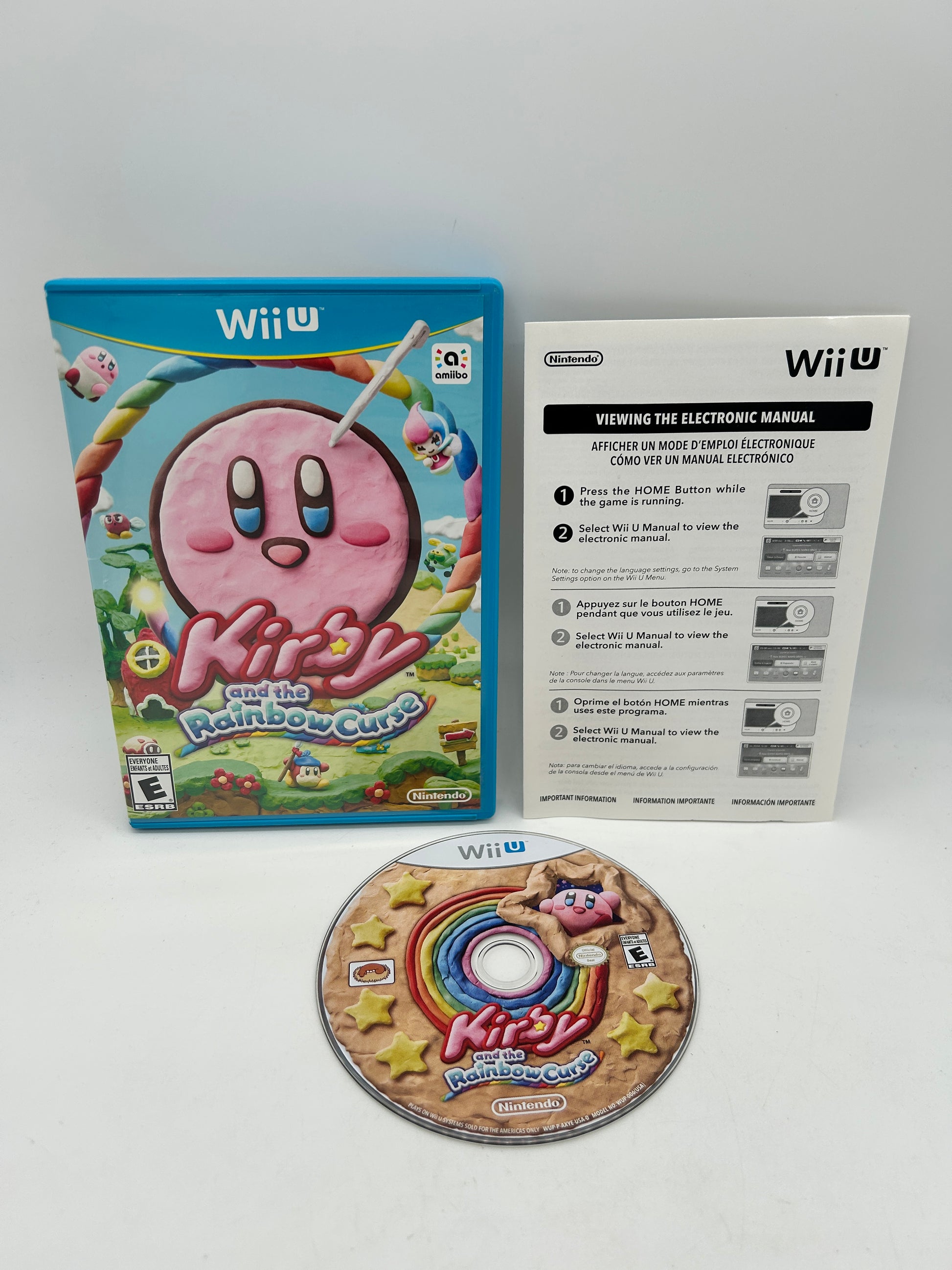 PiXEL-RETRO.COM : NINTENDO WII U COMPLET CIB BOX MANUAL GAME NTSC KIRBY AND THE RAINBOW CURSE