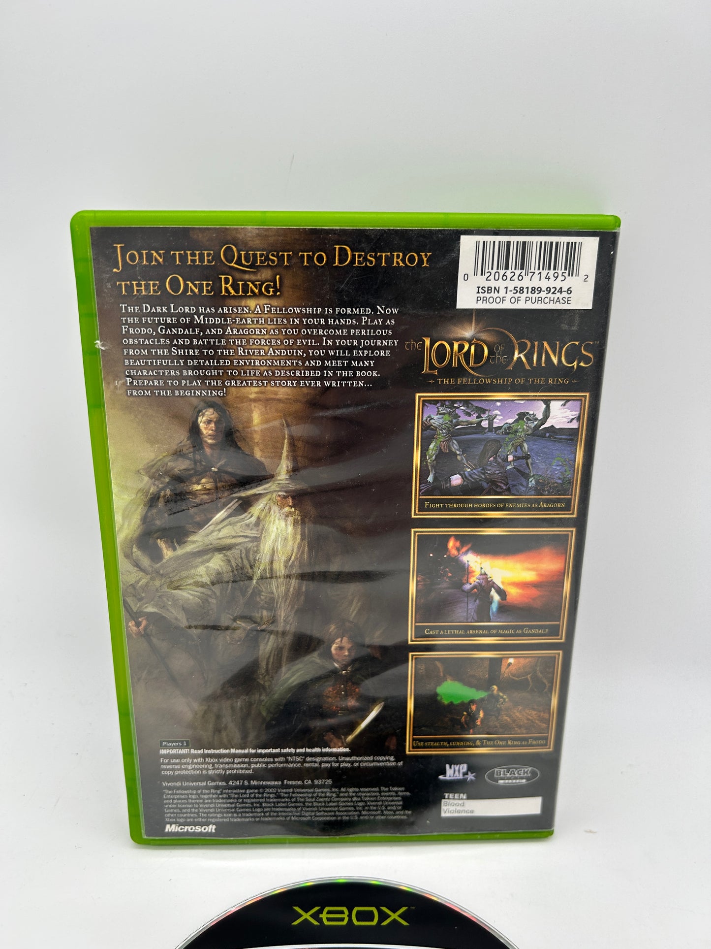 MiCROSOFT XBOX ORiGiNAL | THE LORD OF THE RiNGS THE FELLOWSHiP OF THE RiNG