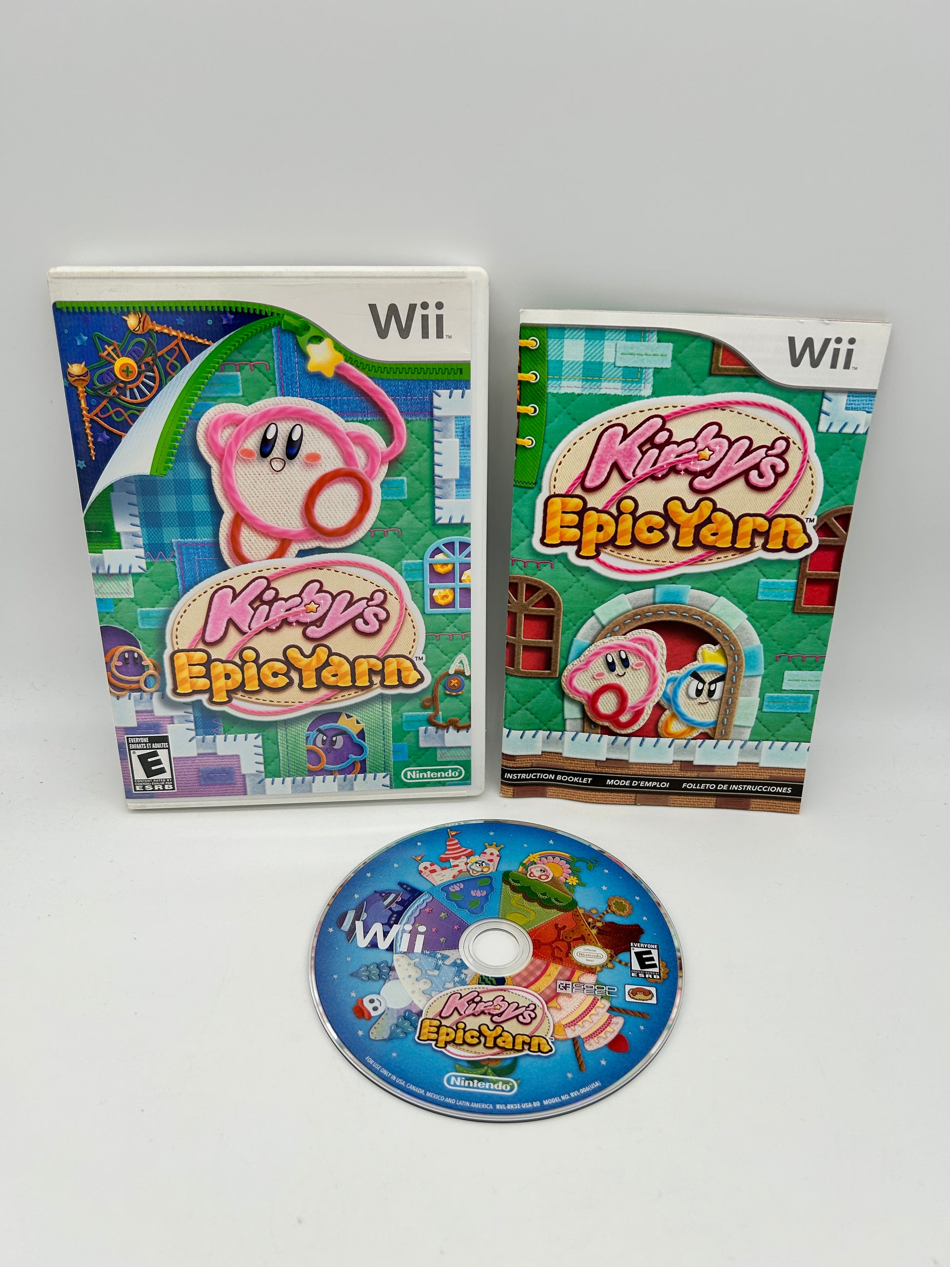 PiXEL-RETRO.COM : NINTENDO WII COMPLET CIB BOX MANUAL GAME NTSC KIRBY'S EPIC YARN