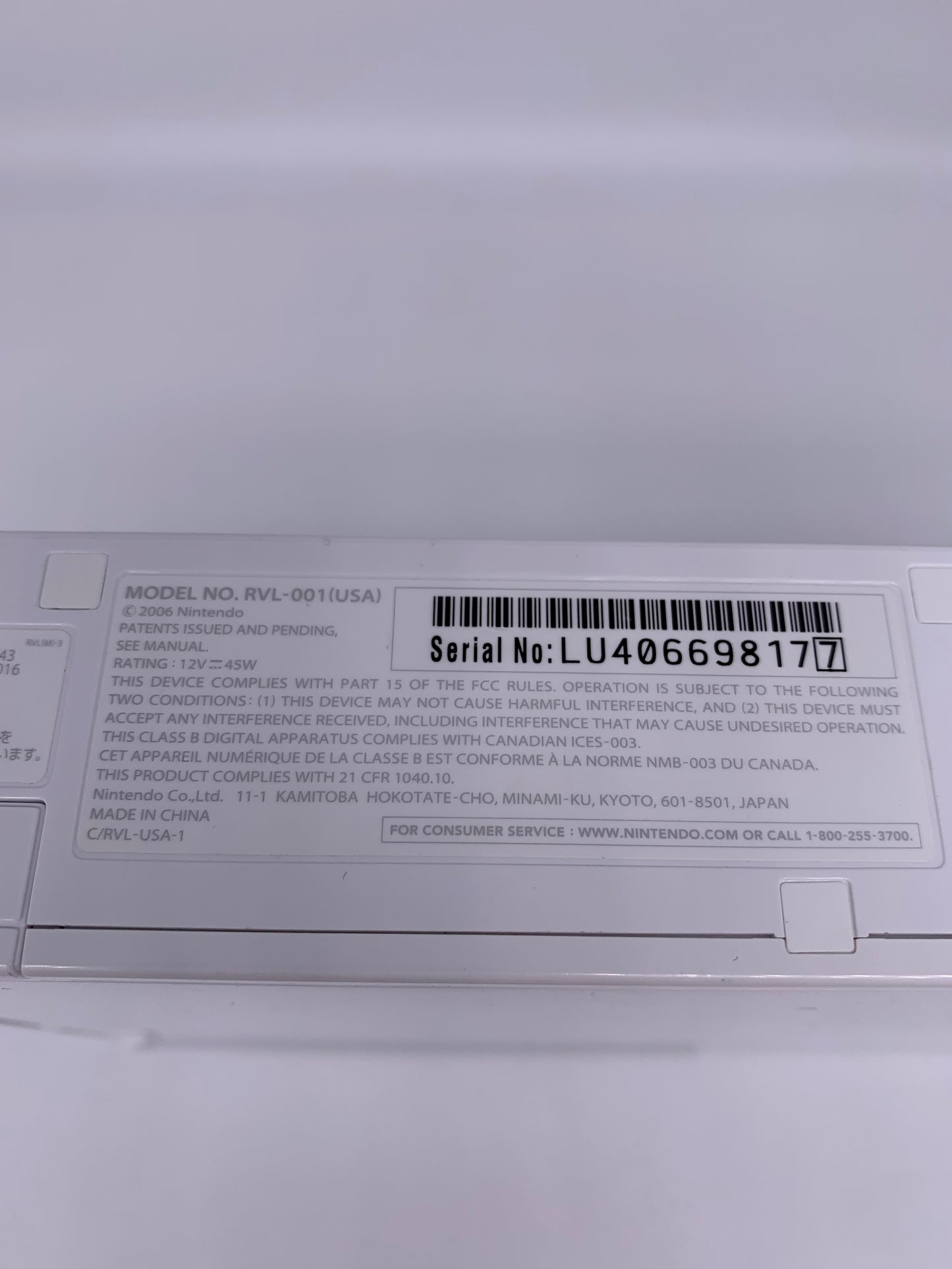 NiNTENDO Wii CONSOLE | WHITE MODEL RVL-001 (USA)