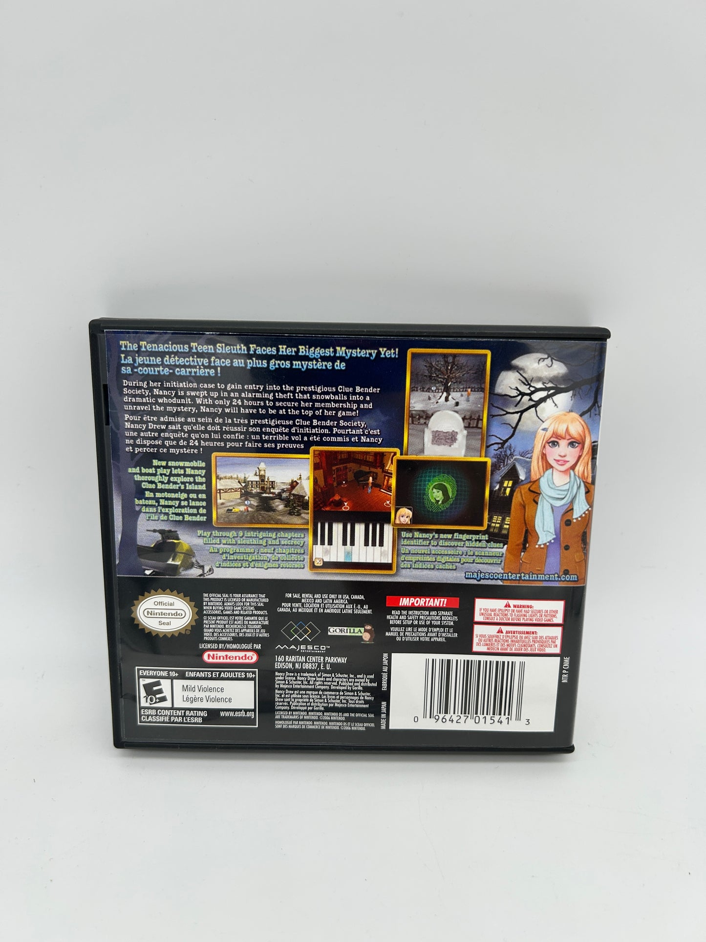 NiNTENDO DS | NANCY DREW THE MYSTERY OF THE CLUE BENDER SOCiETY
