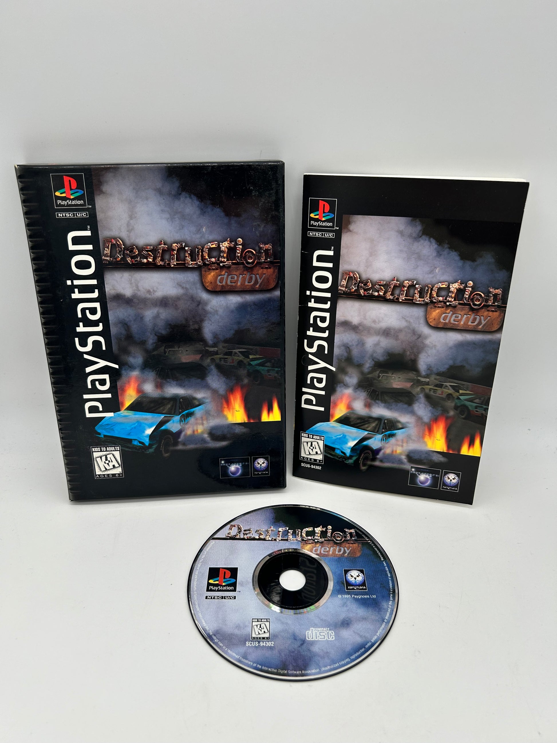 PiXEL-RETRO.COM : SONY PLAYSTATION (PS1) COMPLETE CIB BOX MANUAL GAME NTSC DESTRUCTION DERBY LONG BOX