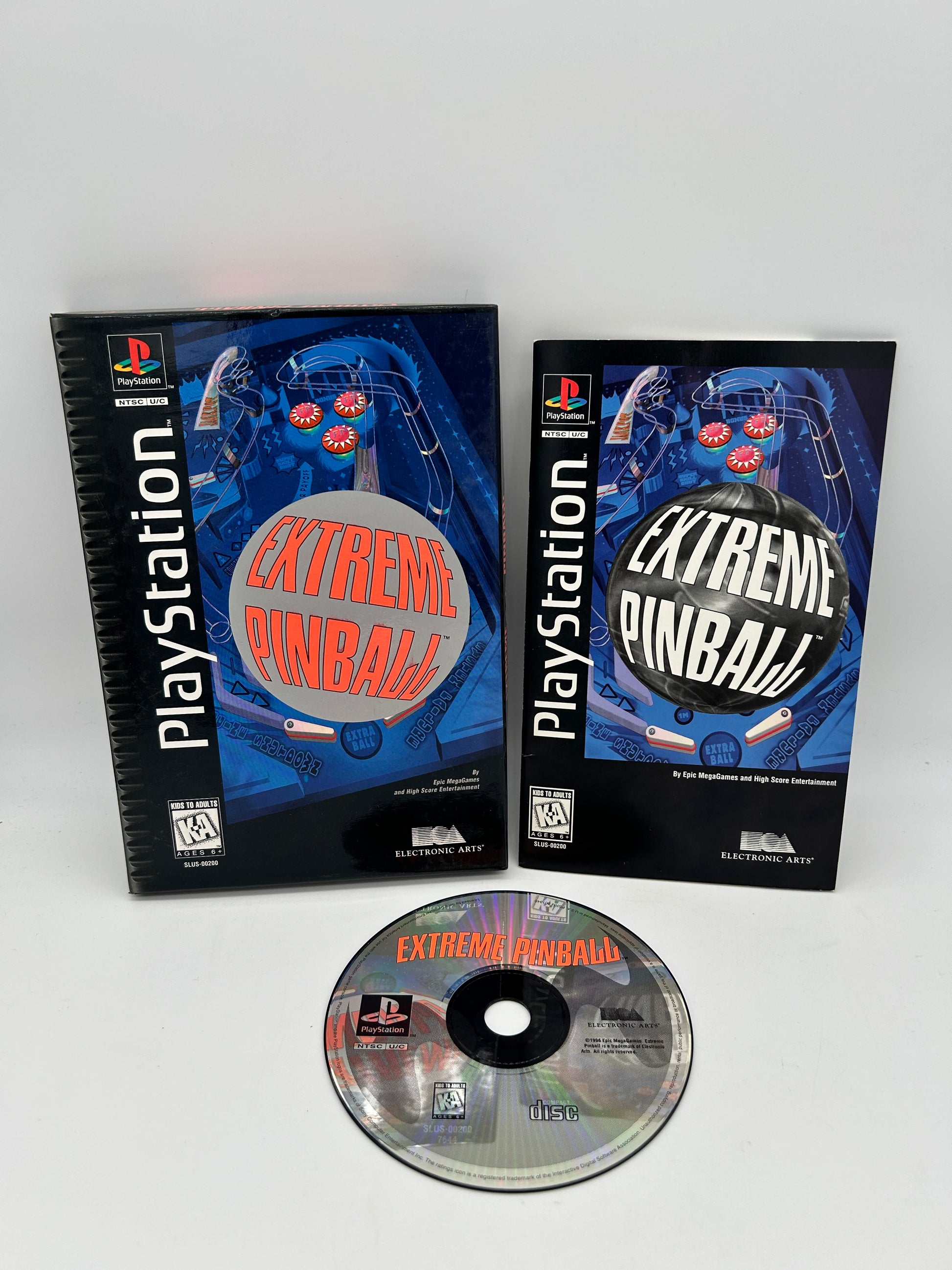 PiXEL-RETRO.COM : SONY PLAYSTATION (PS1) COMPLETE CIB BOX MANUAL GAME NTSC EXTREME PINBALL LONG BOX