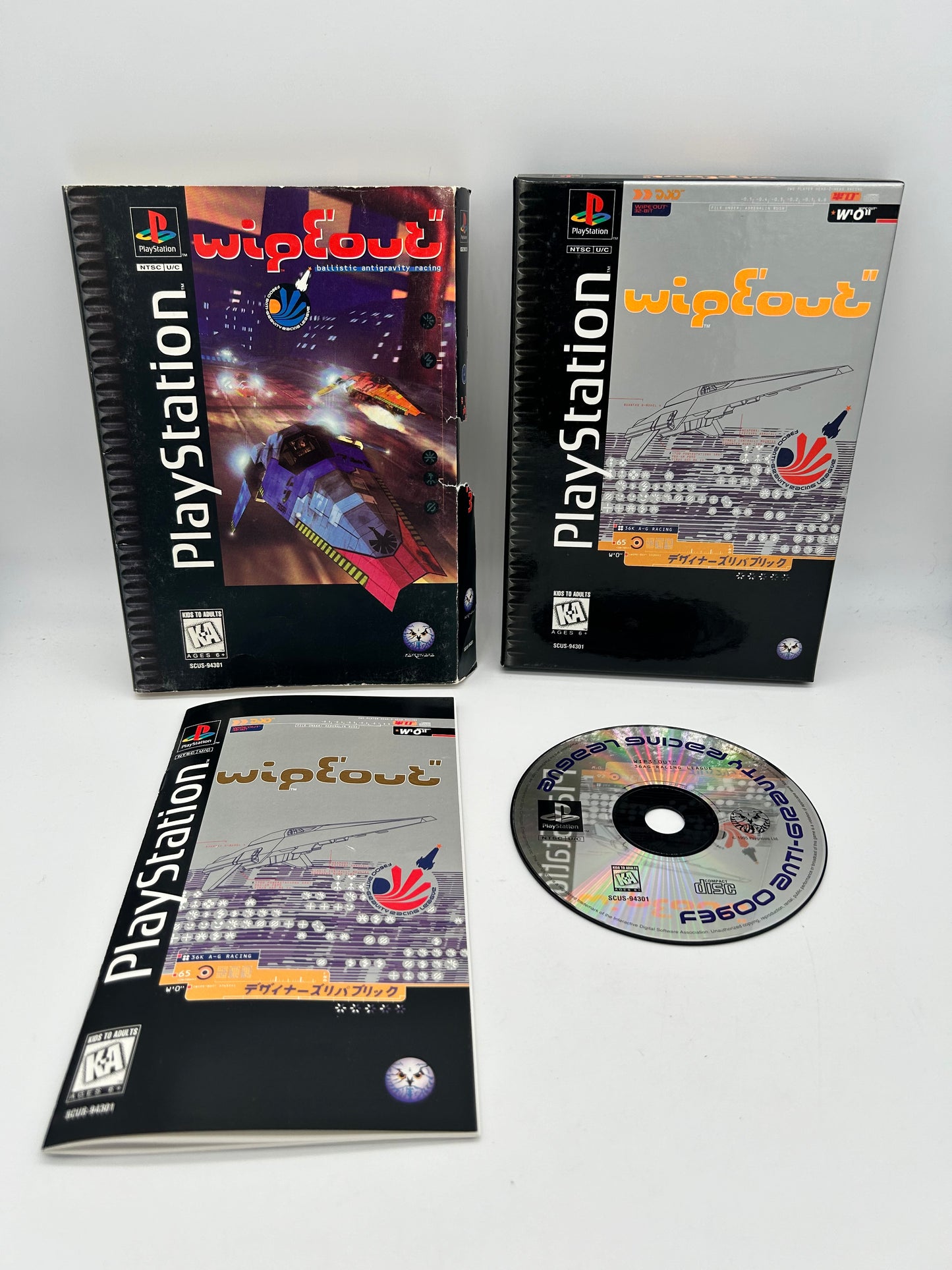 PiXEL-RETRO.COM : SONY PLAYSTATION (PS1) COMPLETE CIB BOX MANUAL GAME NTSC WIPEOUT LONG BOX