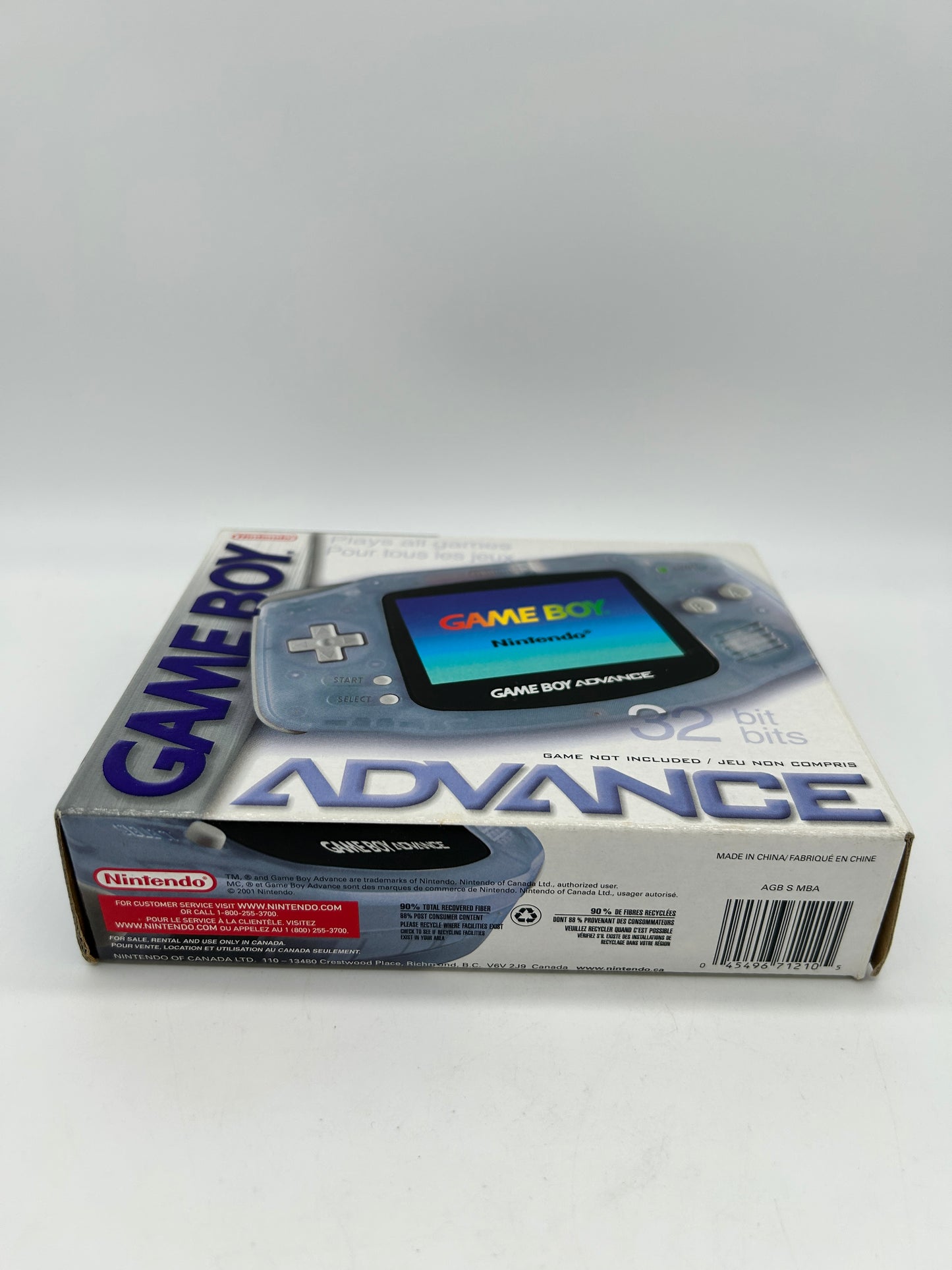 NiNTENDO GAME BOY ADVANCE [GBA] CONSOLE | MODEL TRANSPARENT CLEAR GLACiER | AGB-001