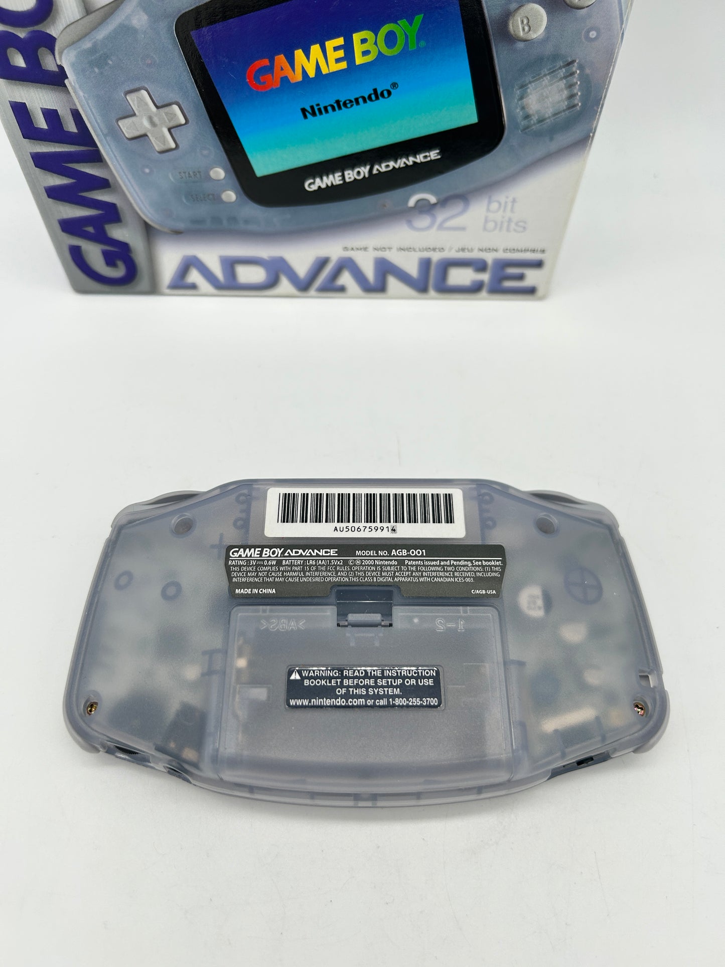 NiNTENDO GAME BOY ADVANCE [GBA] CONSOLE | MODEL TRANSPARENT CLEAR GLACiER | AGB-001
