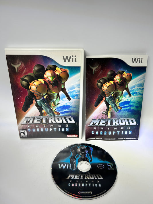 PiXEL-RETRO.COM : NINTENDO WII COMPLET CIB BOX MANUAL GAME NTSC METROID PRIME 3 CORRUPTION