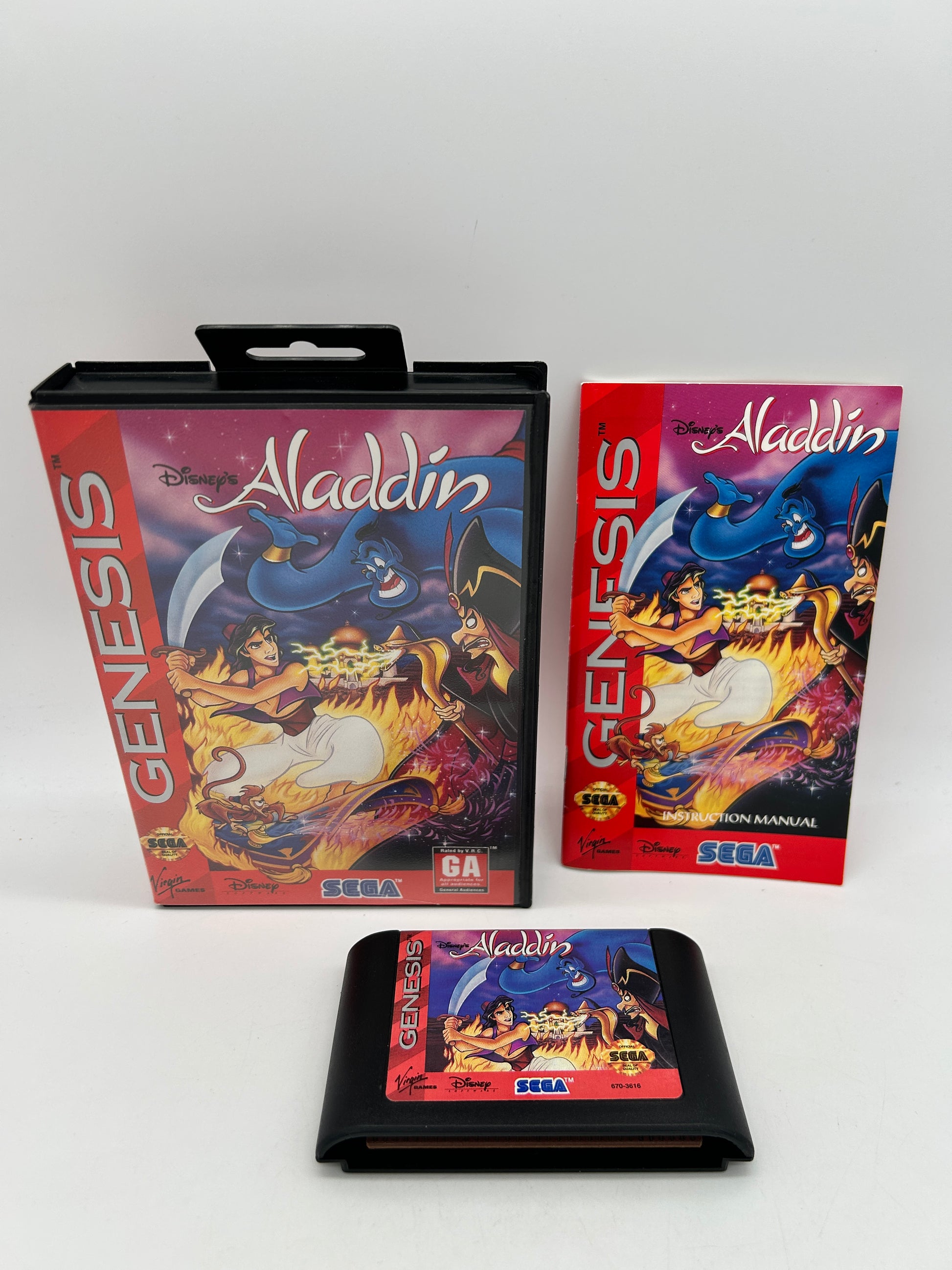 PiXEL-RETRO.COM : SEGA GENESIS (MEGA DRIVE) COMPLETE (CIB) GAME BOX INSTRUCTION MANUAL NTSC ALADDIN