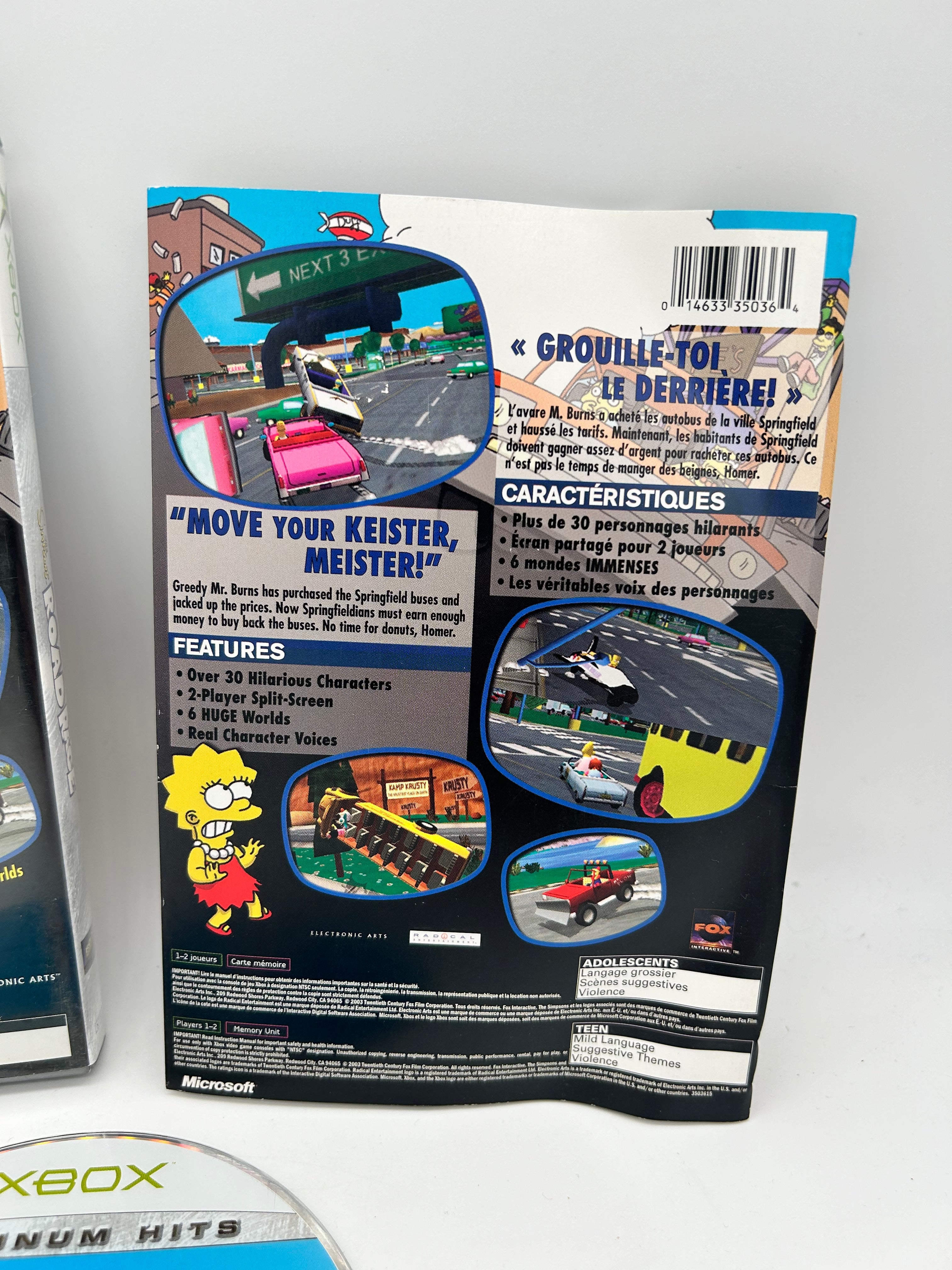 The Simpsons Road store Rage Platinum Hits for Xbox Original