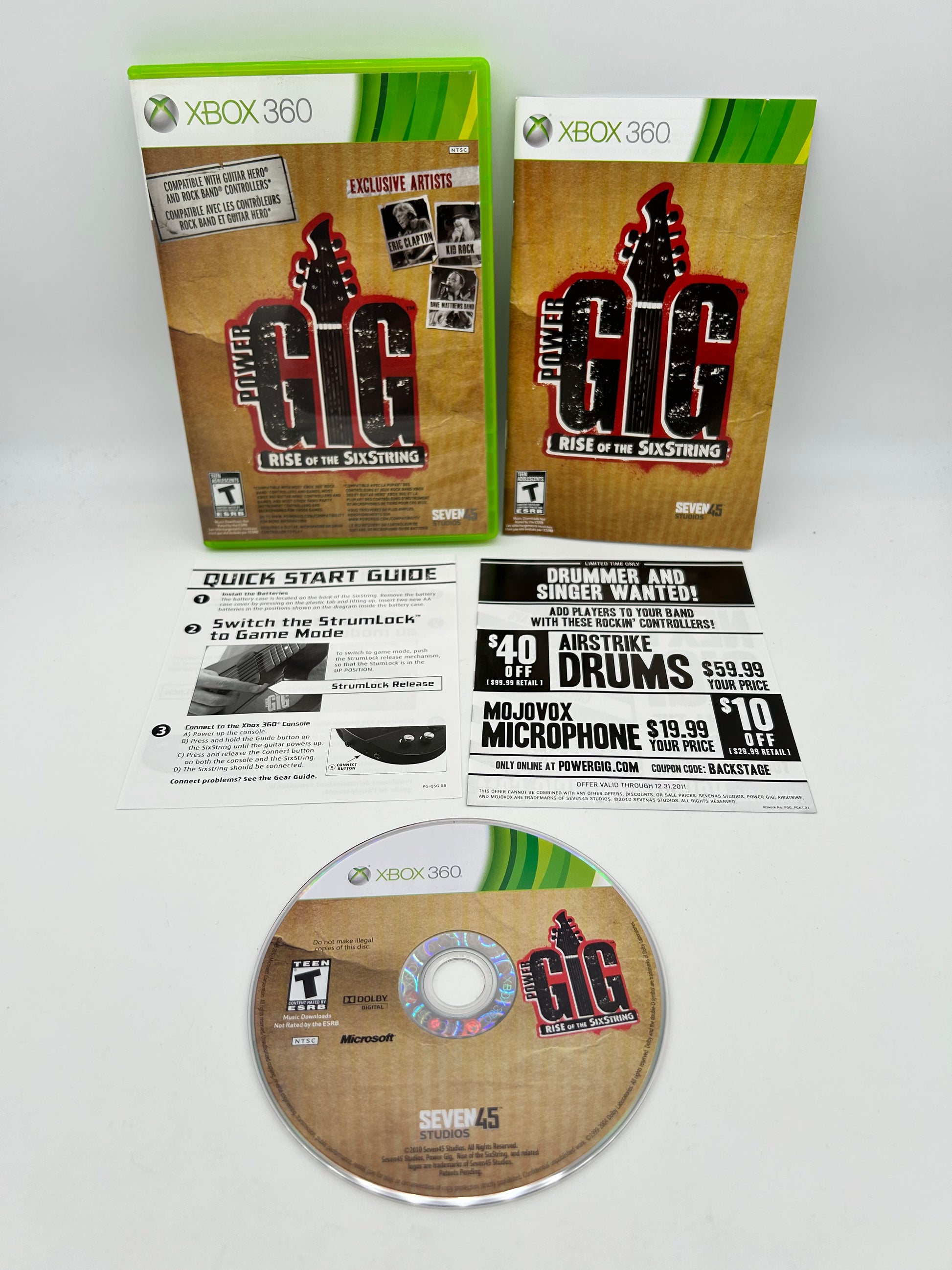 PiXEL-RETRO.COM : MICROSOFT XBOX 360 COMPLETE CIB BOX MANUAL GAME NTSC POWER GIG RISE OF THE SIXSTRING