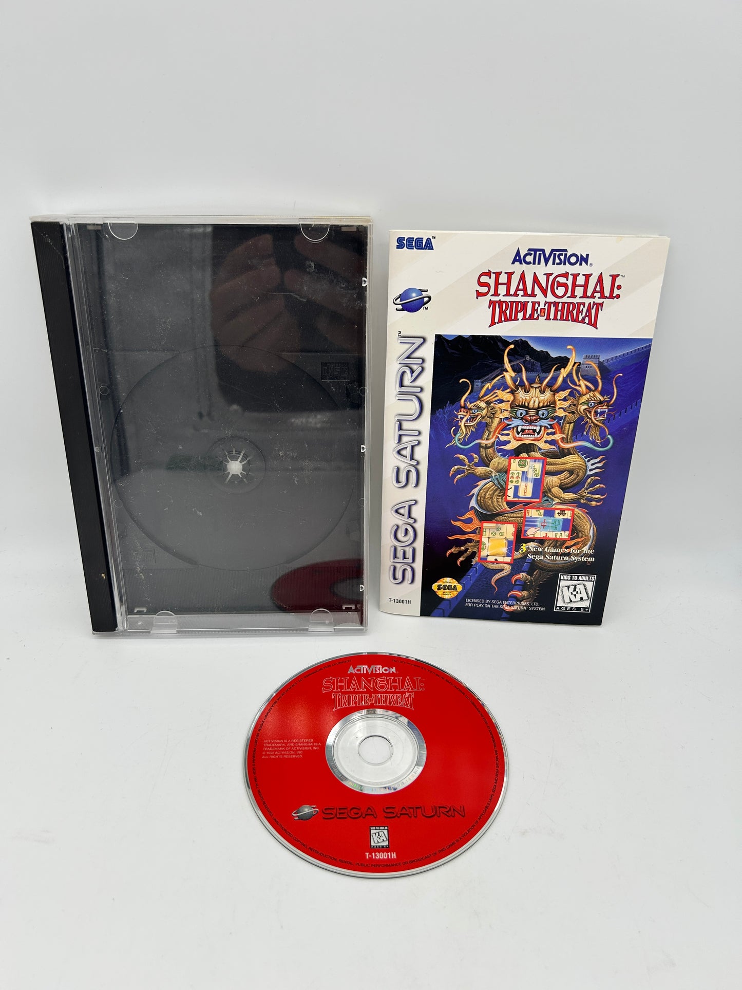 PiXEL-RETRO.COM : SEGA SATURN COMPLETE (CIB) GAME BOX INSTRUCTION MANUAL NTSC SHANGAI TRIPLE THREAT