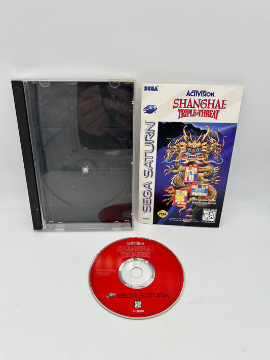 PiXEL-RETRO.COM : SEGA SATURN COMPLETE (CIB) GAME BOX INSTRUCTION MANUAL NTSC SHANGAI TRIPLE THREAT